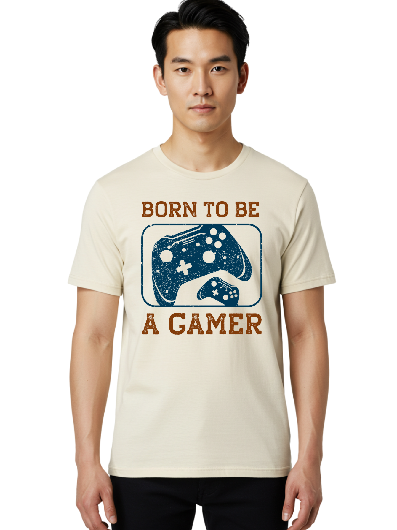 Born-To-Be-A-Gamer Men'S Graphic Tee, 100% Cotton, Comfortable Casual Summer Wear, Machine Washable, Gaming Controller, Born To Be A Gamer, Video Game Accessories, Gamer Lifestyle, Gaming Culture, Gaming Passion, Game Console -  Aaa621