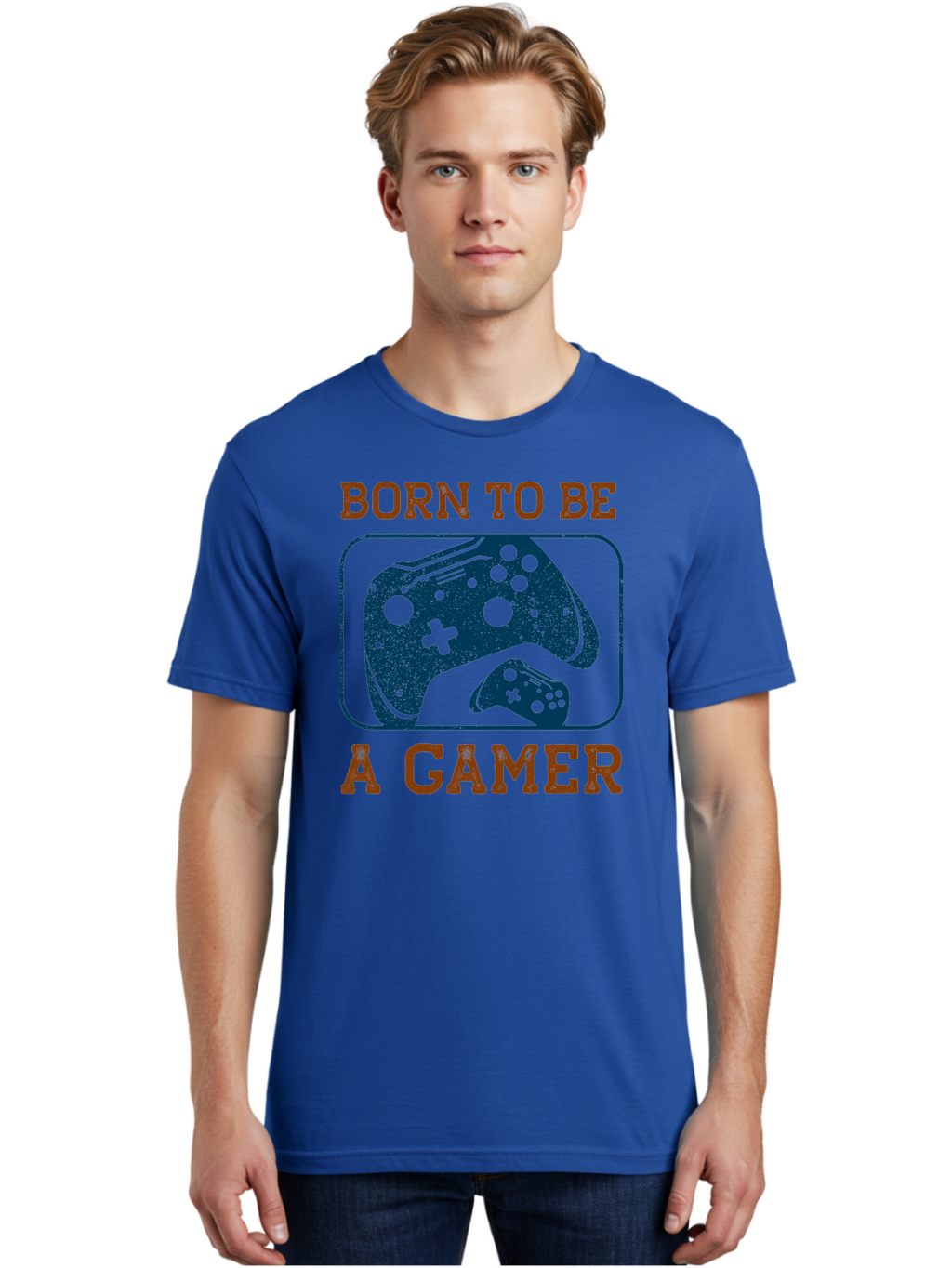 Born-To-Be-A-Gamer Men'S Graphic Tee, 100% Cotton, Comfortable Casual Summer Wear, Machine Washable, Gaming Controller, Born To Be A Gamer, Video Game Accessories, Gamer Lifestyle, Gaming Culture, Gaming Passion, Game Console -  Aaa621