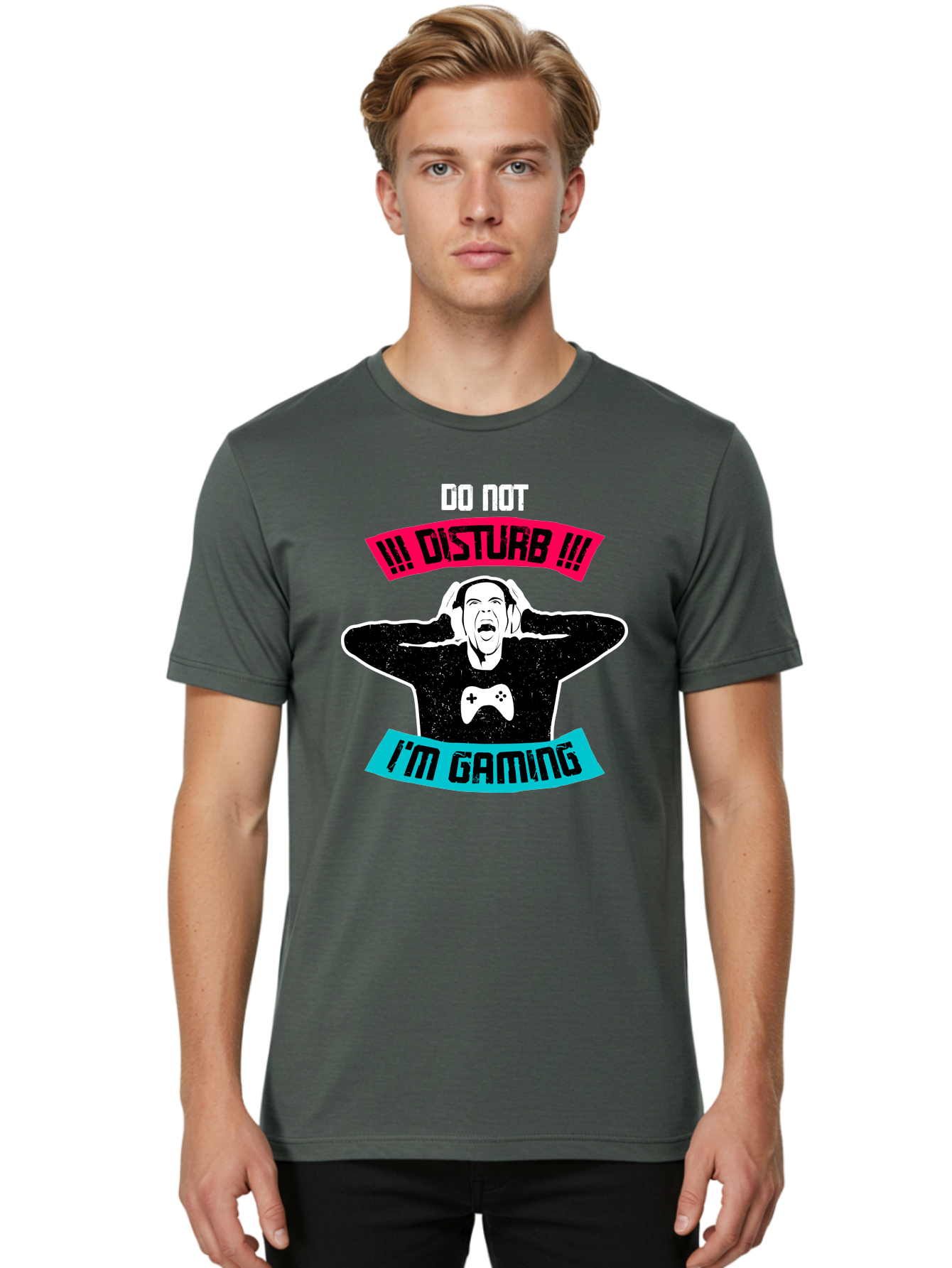 Do-Not-Disturb-I-M-Gaming Men'S Graphic Tee, 100% Cotton, Comfortable Casual Summer Wear, Machine Washable, Gaming Warning, Do Not Disturb, Gamer Warning, Gaming Sign, Gamer Alert, Game On, Serious Gamer, Warning Sign, Gamer Life -  Aaa623