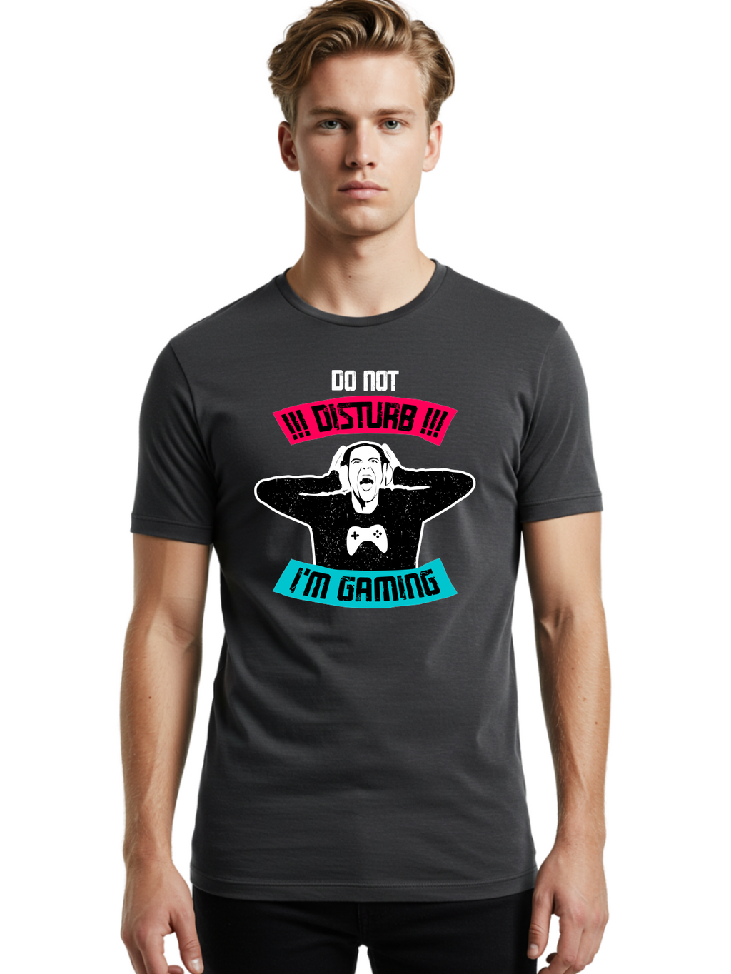 Do-Not-Disturb-I-M-Gaming Men'S Graphic Tee, 100% Cotton, Comfortable Casual Summer Wear, Machine Washable, Gaming Warning, Do Not Disturb, Gamer Warning, Gaming Sign, Gamer Alert, Game On, Serious Gamer, Warning Sign, Gamer Life -  Aaa623
