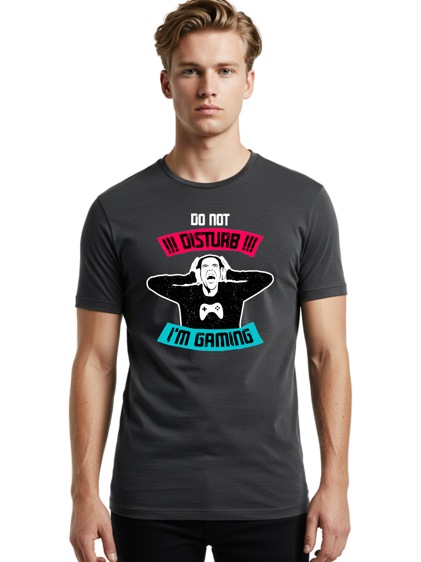 Do-Not-Disturb-I-M-Gaming Men'S Graphic Tee, 100% Cotton, Comfortable Casual Summer Wear, Machine Washable, Gaming Warning, Do Not Disturb, Gamer Warning, Gaming Sign, Gamer Alert, Game On, Serious Gamer, Warning Sign, Gamer Life -  Aaa623
