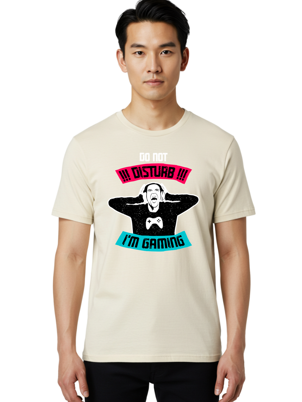 Do-Not-Disturb-I-M-Gaming Men'S Graphic Tee, 100% Cotton, Comfortable Casual Summer Wear, Machine Washable, Gaming Warning, Do Not Disturb, Gamer Warning, Gaming Sign, Gamer Alert, Game On, Serious Gamer, Warning Sign, Gamer Life -  Aaa623