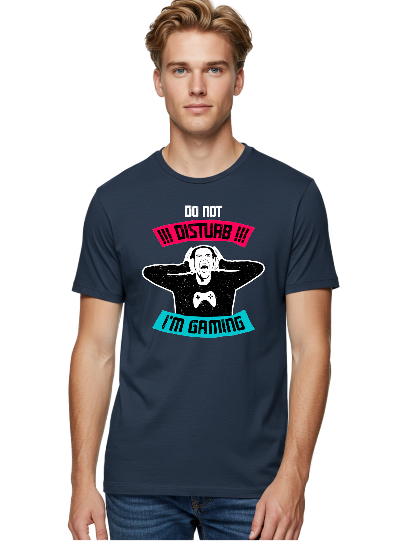 Do-Not-Disturb-I-M-Gaming Men'S Graphic Tee, 100% Cotton, Comfortable Casual Summer Wear, Machine Washable, Gaming Warning, Do Not Disturb, Gamer Warning, Gaming Sign, Gamer Alert, Game On, Serious Gamer, Warning Sign, Gamer Life -  Aaa623