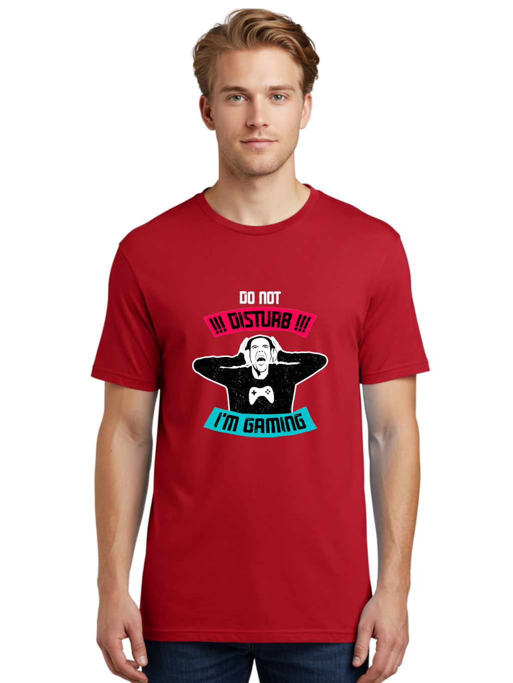 Do-Not-Disturb-I-M-Gaming Men'S Graphic Tee, 100% Cotton, Comfortable Casual Summer Wear, Machine Washable, Gaming Warning, Do Not Disturb, Gamer Warning, Gaming Sign, Gamer Alert, Game On, Serious Gamer, Warning Sign, Gamer Life -  Aaa623