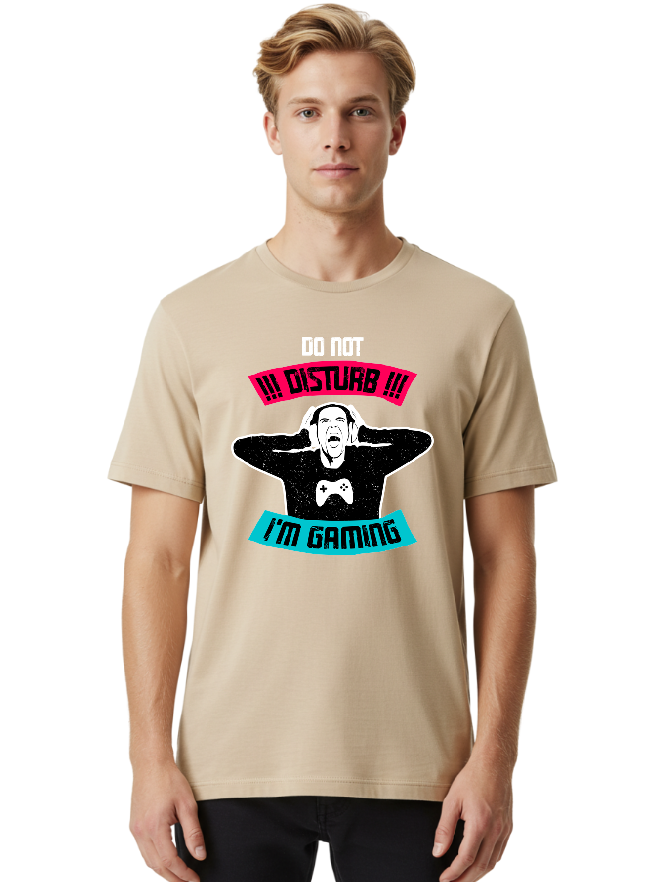 Do-Not-Disturb-I-M-Gaming Men'S Graphic Tee, 100% Cotton, Comfortable Casual Summer Wear, Machine Washable, Gaming Warning, Do Not Disturb, Gamer Warning, Gaming Sign, Gamer Alert, Game On, Serious Gamer, Warning Sign, Gamer Life -  Aaa623