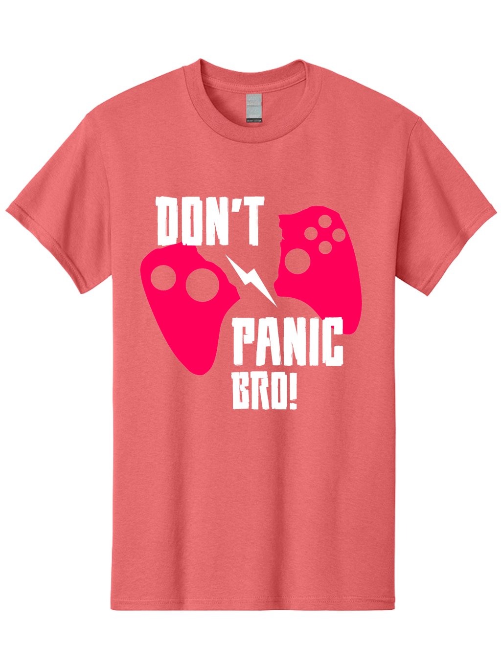 Don-T-Panic-Bro Men'S Graphic Tee, 100% Cotton, Comfortable Casual Summer Wear, Machine Washable, Gaming, Game Controllers, Broken Controller, Don'T Panic, Panic, Bro, Funny Quote, Humorous Meme, Gaming Humor, Gaming Frustration -  Aaa624
