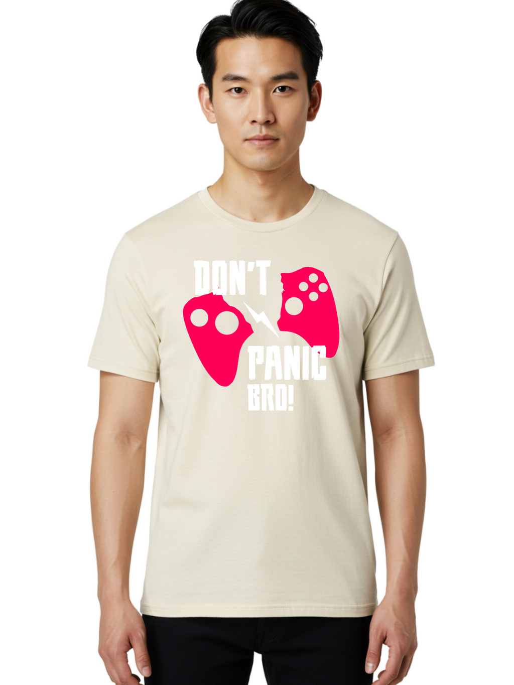 Don-T-Panic-Bro Men'S Graphic Tee, 100% Cotton, Comfortable Casual Summer Wear, Machine Washable, Gaming, Game Controllers, Broken Controller, Don'T Panic, Panic, Bro, Funny Quote, Humorous Meme, Gaming Humor, Gaming Frustration -  Aaa624