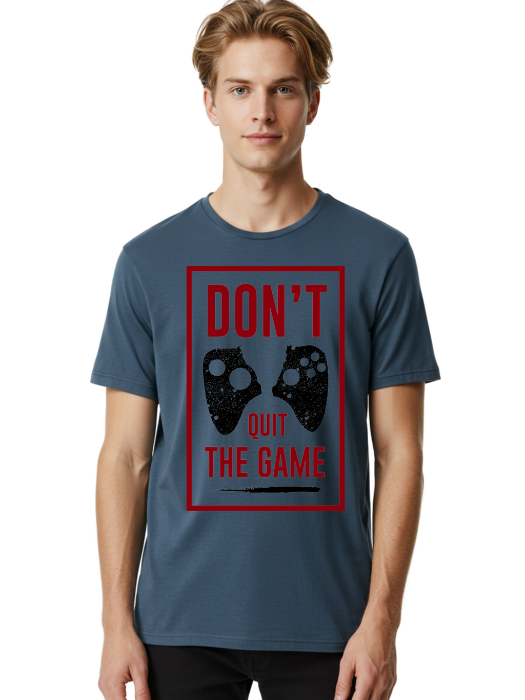 Don-T-Quit-The-Game Men'S Graphic Tee, 100% Cotton, Comfortable Casual Summer Wear, Machine Washable, Gaming Motivational Quote, Don'T Quit The Game, Gaming Controllers, Perseverance, Motivation, Gamers, Inspirational Quotes, Video Game -  Aaa625