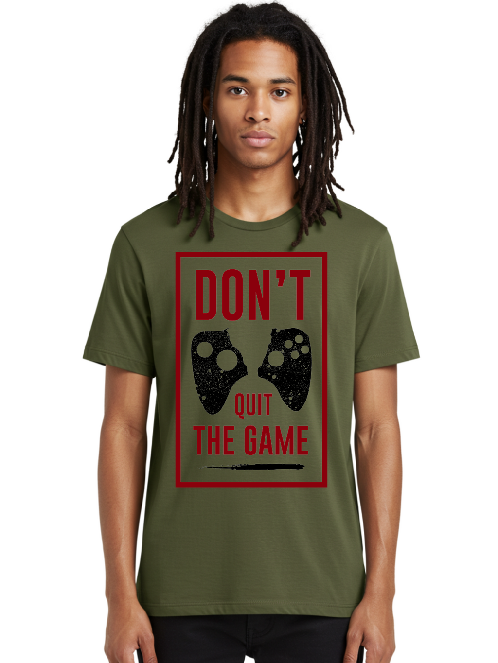 Don-T-Quit-The-Game Men'S Graphic Tee, 100% Cotton, Comfortable Casual Summer Wear, Machine Washable, Gaming Motivational Quote, Don'T Quit The Game, Gaming Controllers, Perseverance, Motivation, Gamers, Inspirational Quotes, Video Game -  Aaa625