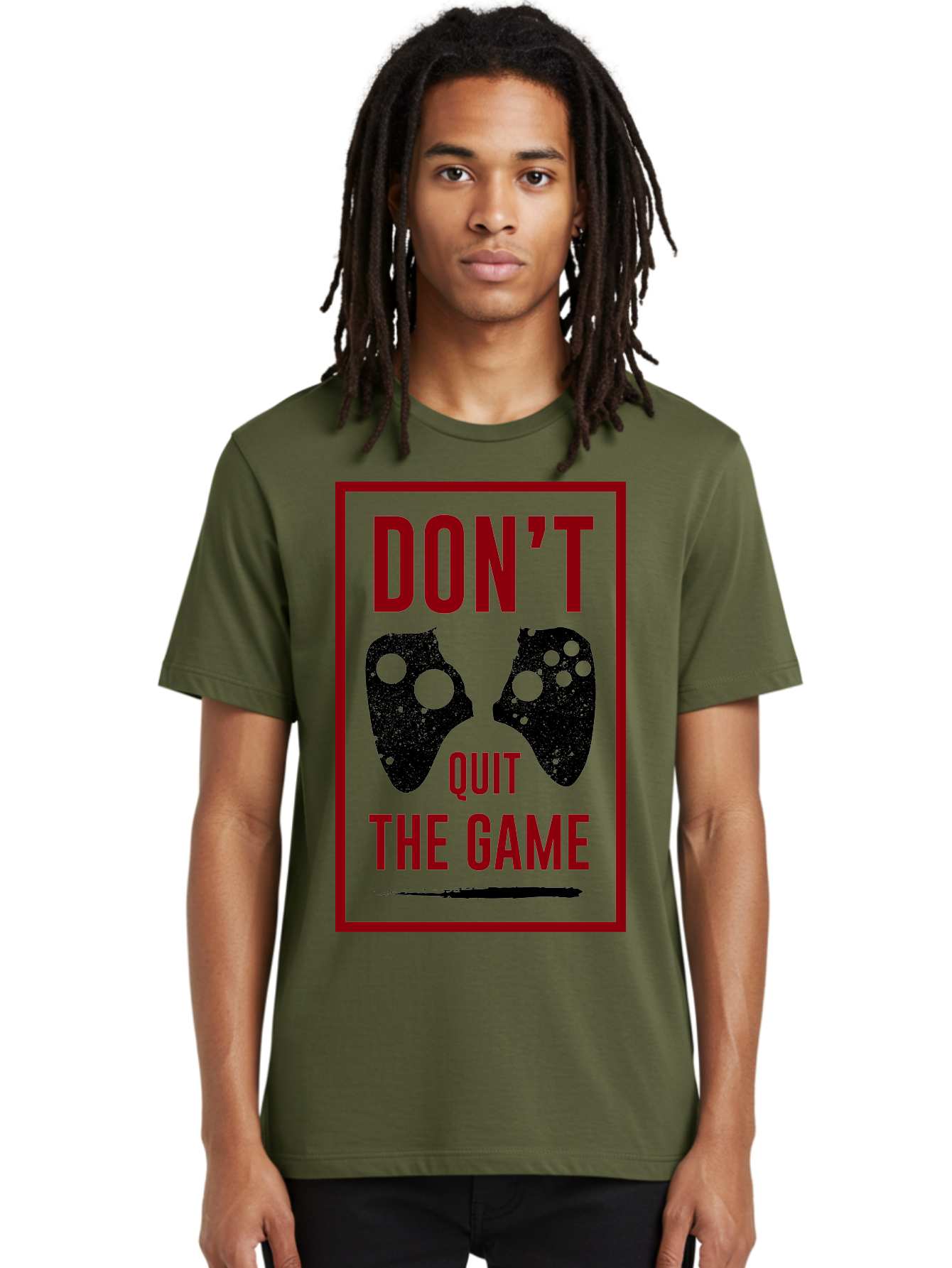 Don-T-Quit-The-Game Men'S Graphic Tee, 100% Cotton, Comfortable Casual Summer Wear, Machine Washable, Gaming Motivational Quote, Don'T Quit The Game, Gaming Controllers, Perseverance, Motivation, Gamers, Inspirational Quotes, Video Game -  Aaa625