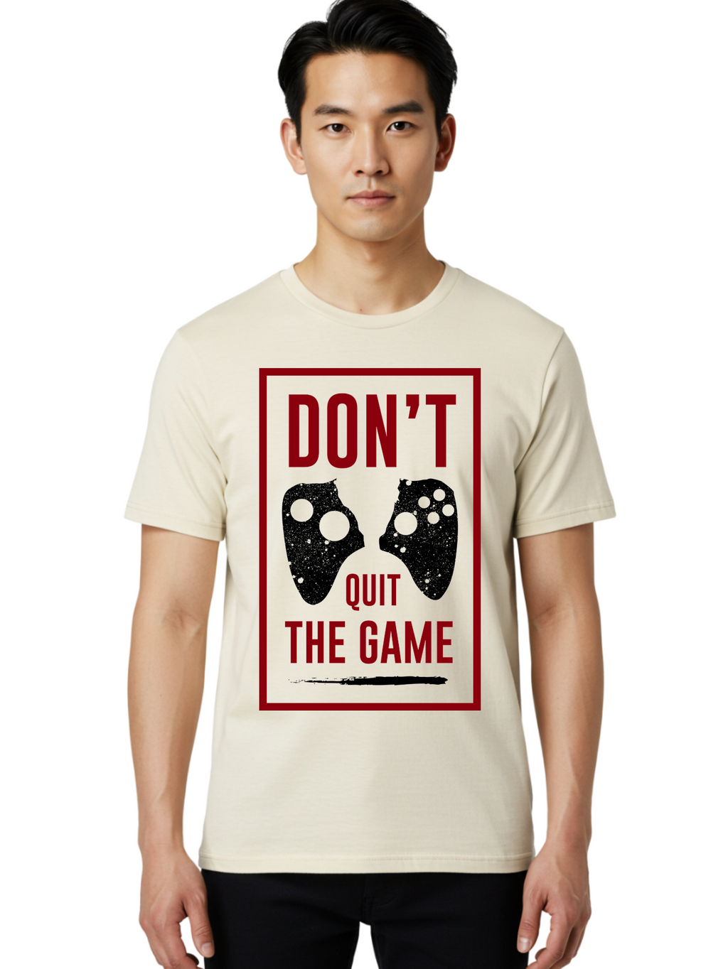 Don-T-Quit-The-Game Men'S Graphic Tee, 100% Cotton, Comfortable Casual Summer Wear, Machine Washable, Gaming Motivational Quote, Don'T Quit The Game, Gaming Controllers, Perseverance, Motivation, Gamers, Inspirational Quotes, Video Game -  Aaa625