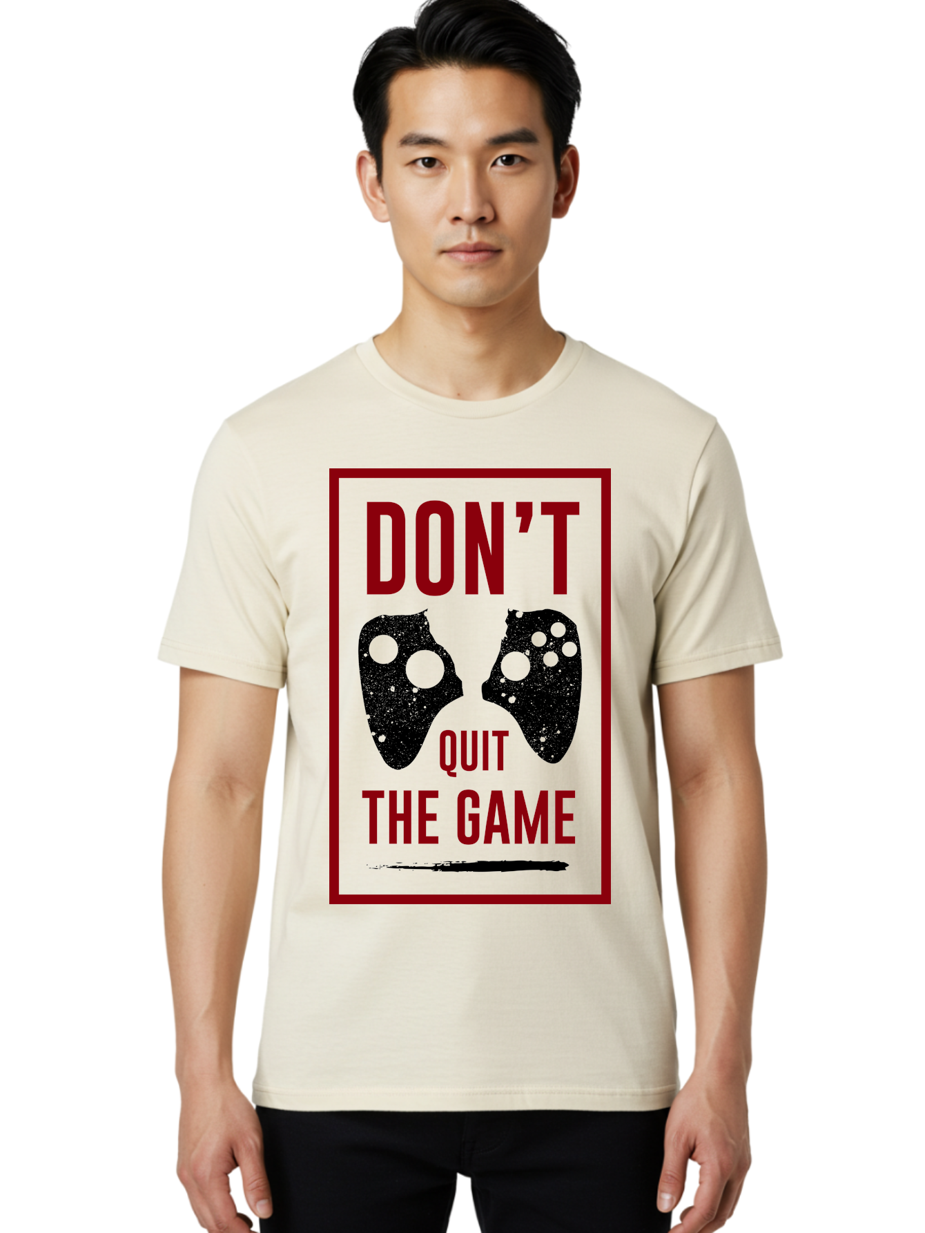 Don-T-Quit-The-Game Men'S Graphic Tee, 100% Cotton, Comfortable Casual Summer Wear, Machine Washable, Gaming Motivational Quote, Don'T Quit The Game, Gaming Controllers, Perseverance, Motivation, Gamers, Inspirational Quotes, Video Game -  Aaa625