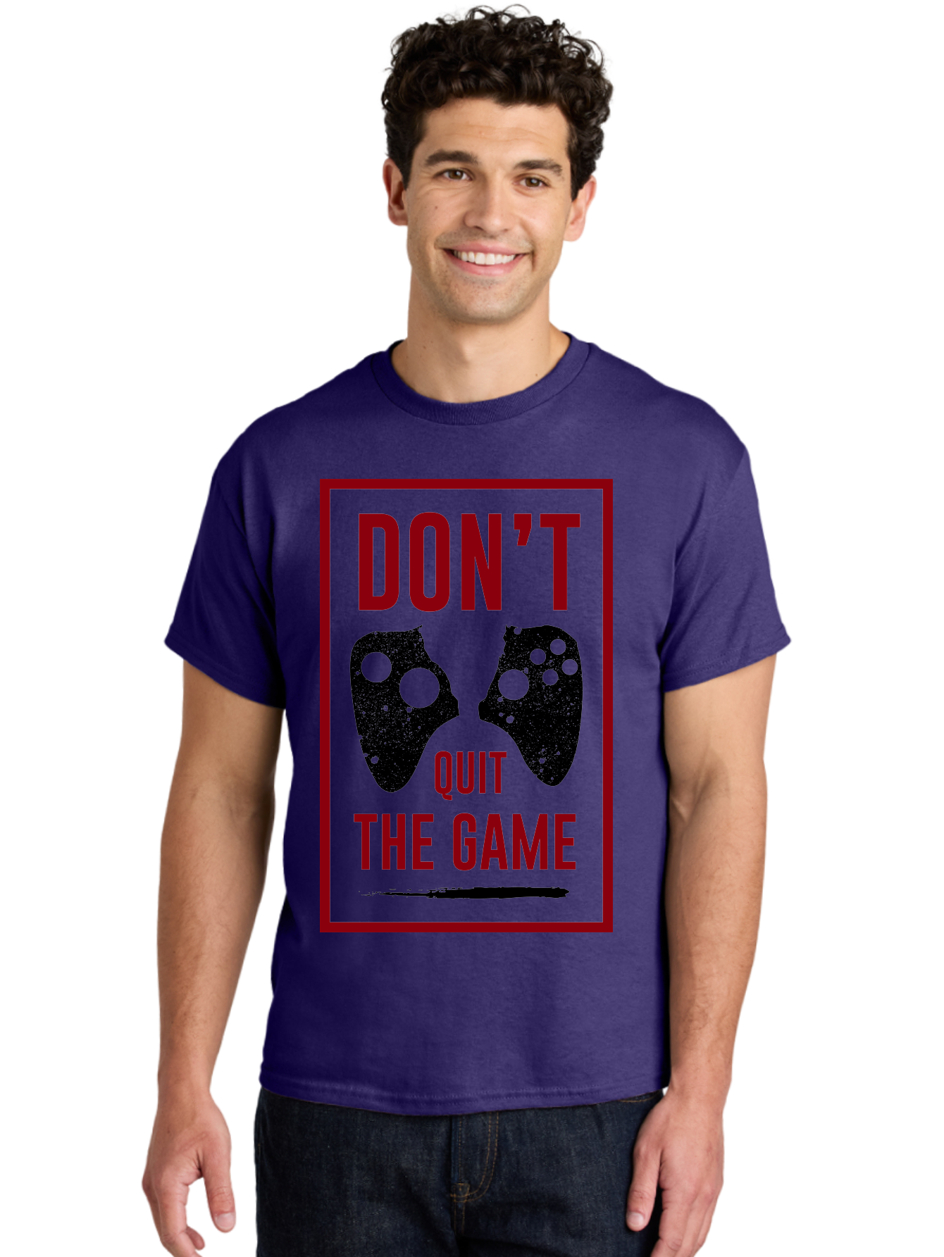 Don-T-Quit-The-Game Men'S Graphic Tee, 100% Cotton, Comfortable Casual Summer Wear, Machine Washable, Gaming Motivational Quote, Don'T Quit The Game, Gaming Controllers, Perseverance, Motivation, Gamers, Inspirational Quotes, Video Game -  Aaa625