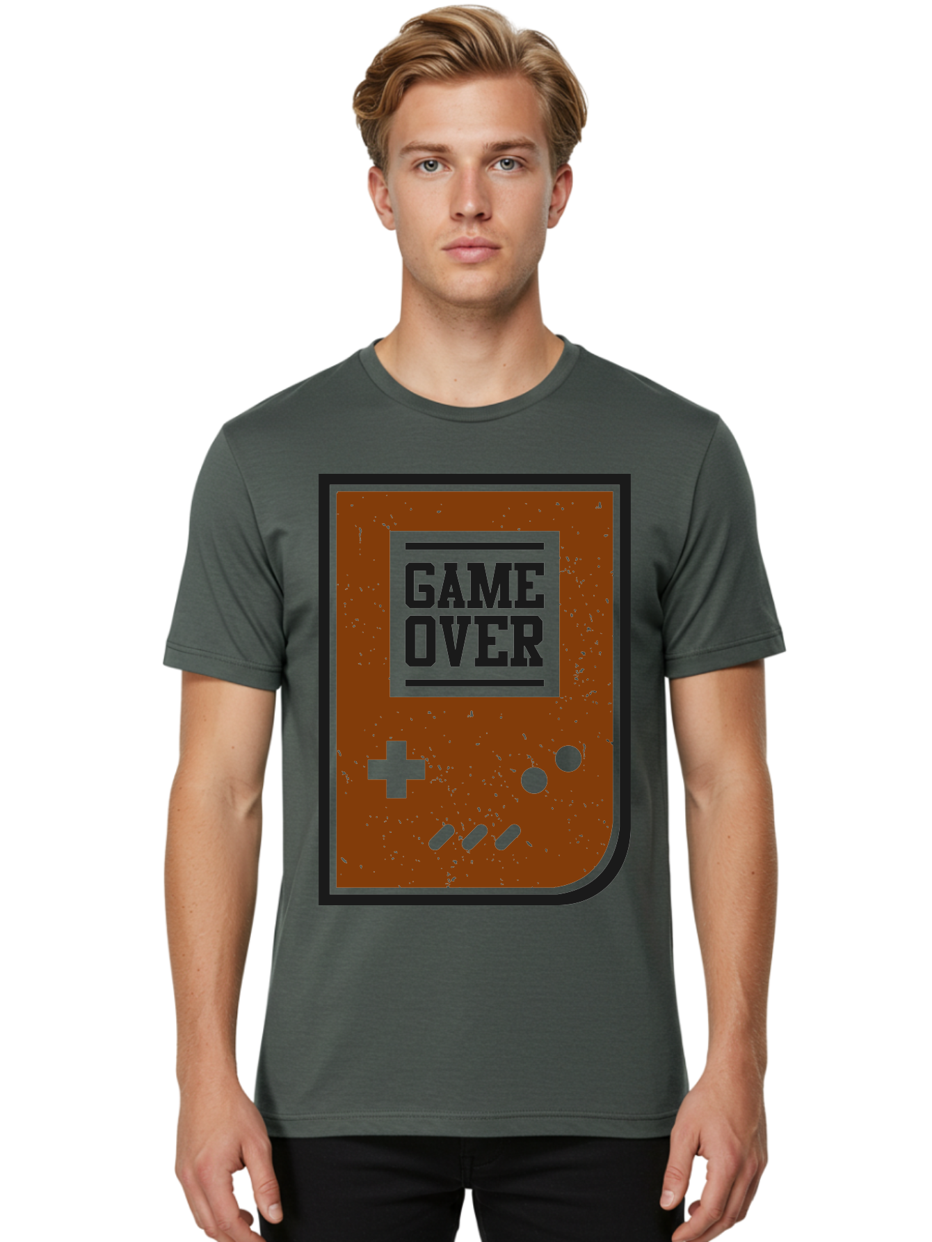 Game-Over Men'S Graphic Tee, 100% Cotton, Comfortable Casual Summer Wear, Machine Washable, Game Over Screen, Retro Video Game, Nostalgic Gaming, Classic Arcade, Pixel Art, Game Over Text, Old School Gaming, Vintage Console -  Aaa632