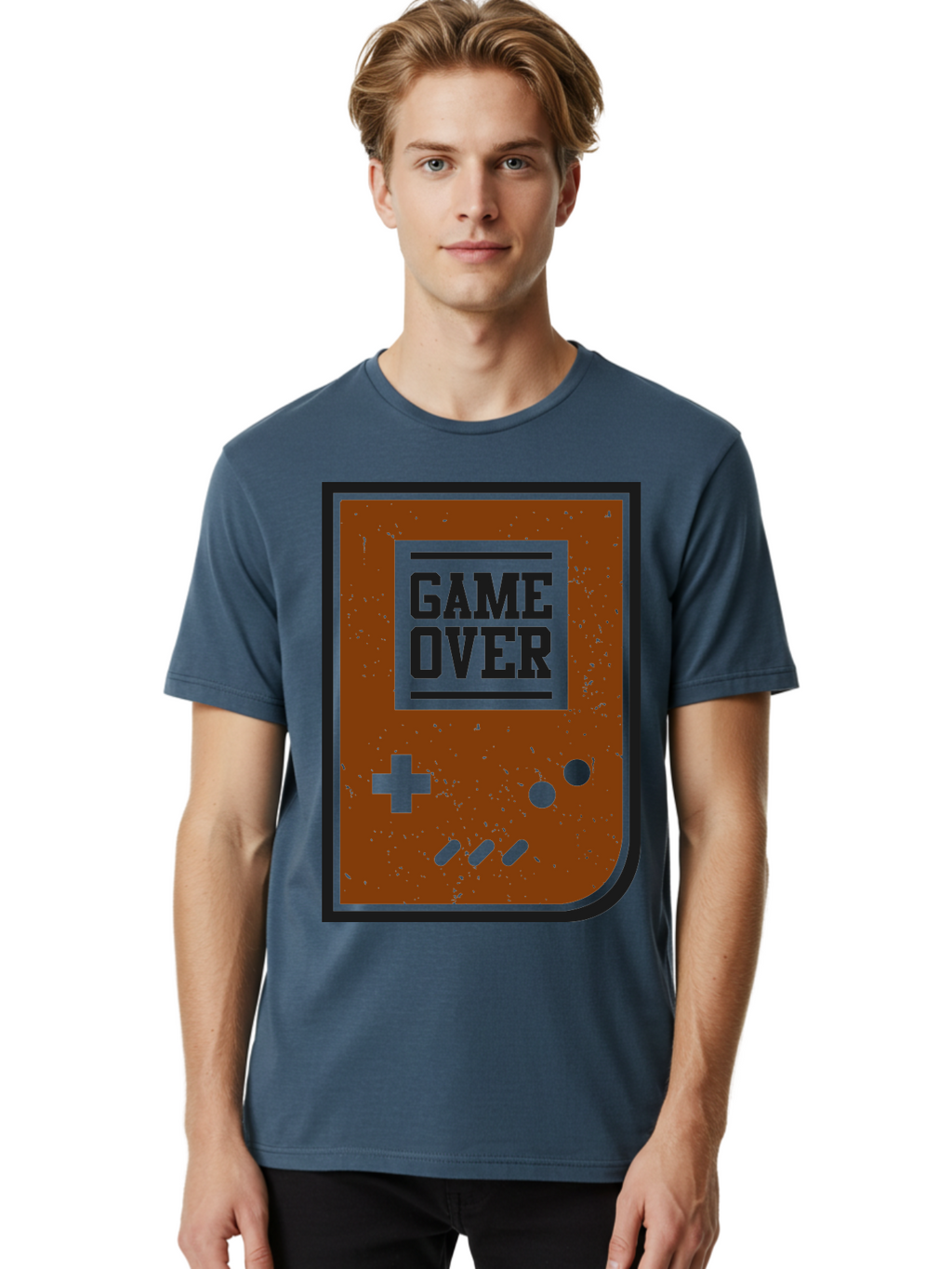 Game-Over Men'S Graphic Tee, 100% Cotton, Comfortable Casual Summer Wear, Machine Washable, Game Over Screen, Retro Video Game, Nostalgic Gaming, Classic Arcade, Pixel Art, Game Over Text, Old School Gaming, Vintage Console -  Aaa632