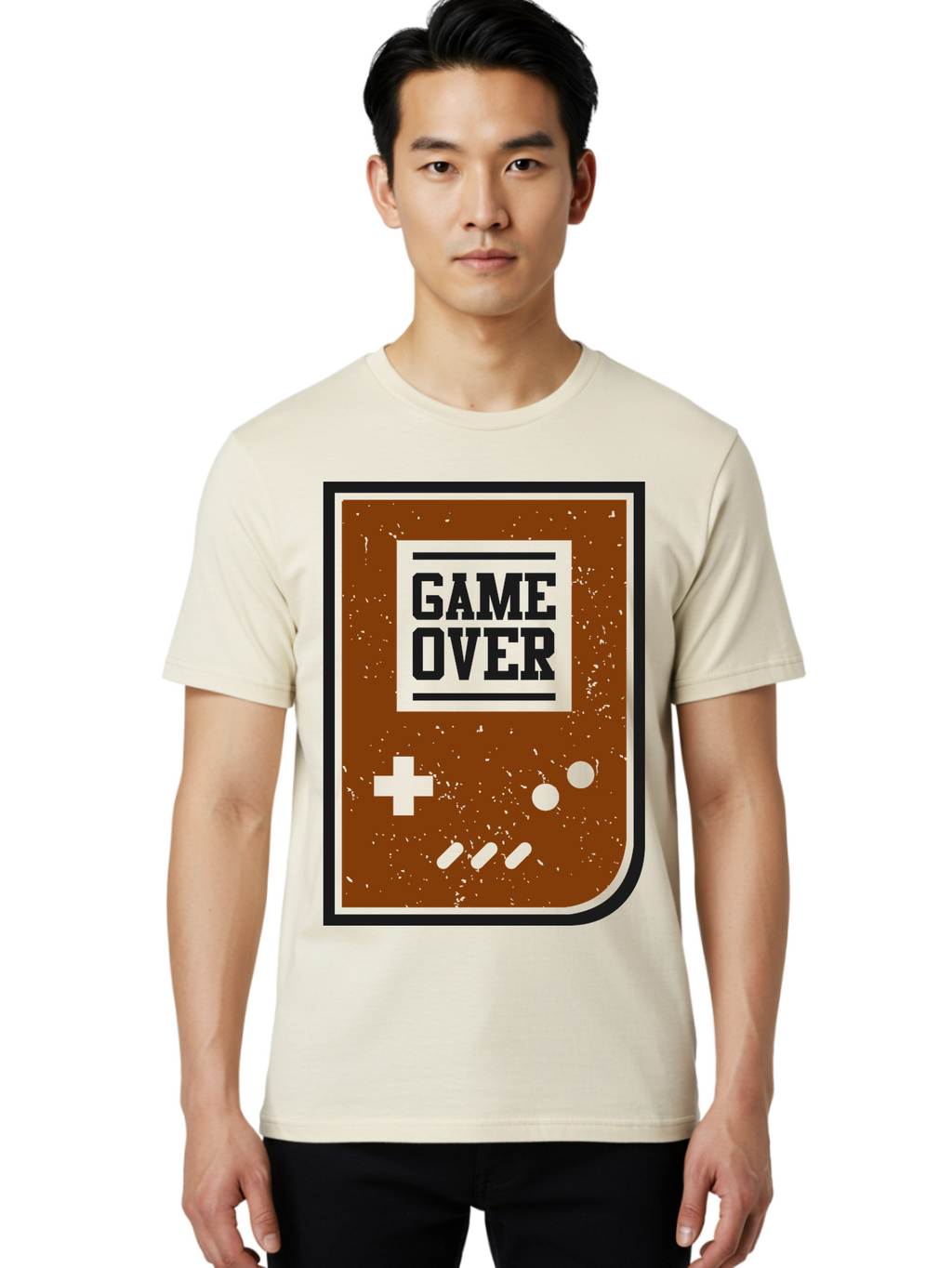 Game-Over Men'S Graphic Tee, 100% Cotton, Comfortable Casual Summer Wear, Machine Washable, Game Over Screen, Retro Video Game, Nostalgic Gaming, Classic Arcade, Pixel Art, Game Over Text, Old School Gaming, Vintage Console -  Aaa632