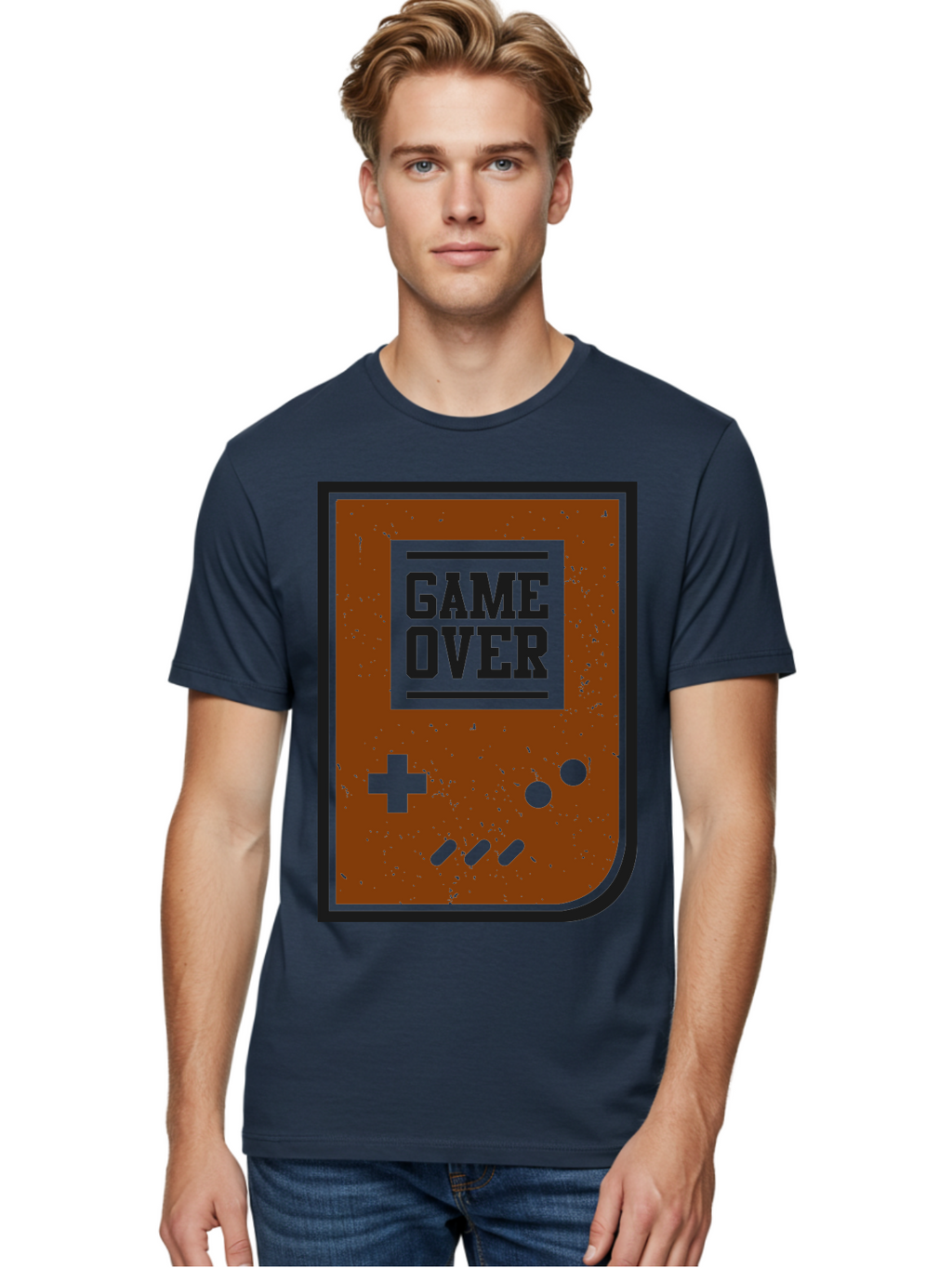 Game-Over Men'S Graphic Tee, 100% Cotton, Comfortable Casual Summer Wear, Machine Washable, Game Over Screen, Retro Video Game, Nostalgic Gaming, Classic Arcade, Pixel Art, Game Over Text, Old School Gaming, Vintage Console -  Aaa632