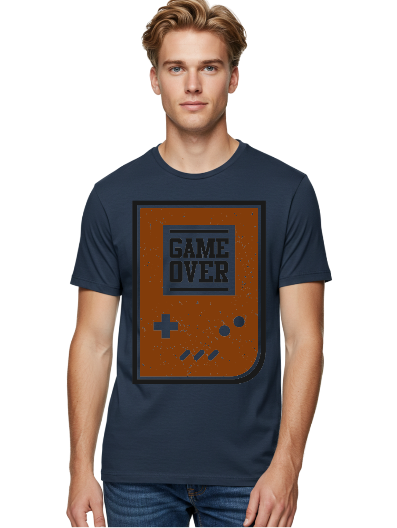 Game-Over Men'S Graphic Tee, 100% Cotton, Comfortable Casual Summer Wear, Machine Washable, Game Over Screen, Retro Video Game, Nostalgic Gaming, Classic Arcade, Pixel Art, Game Over Text, Old School Gaming, Vintage Console -  Aaa632