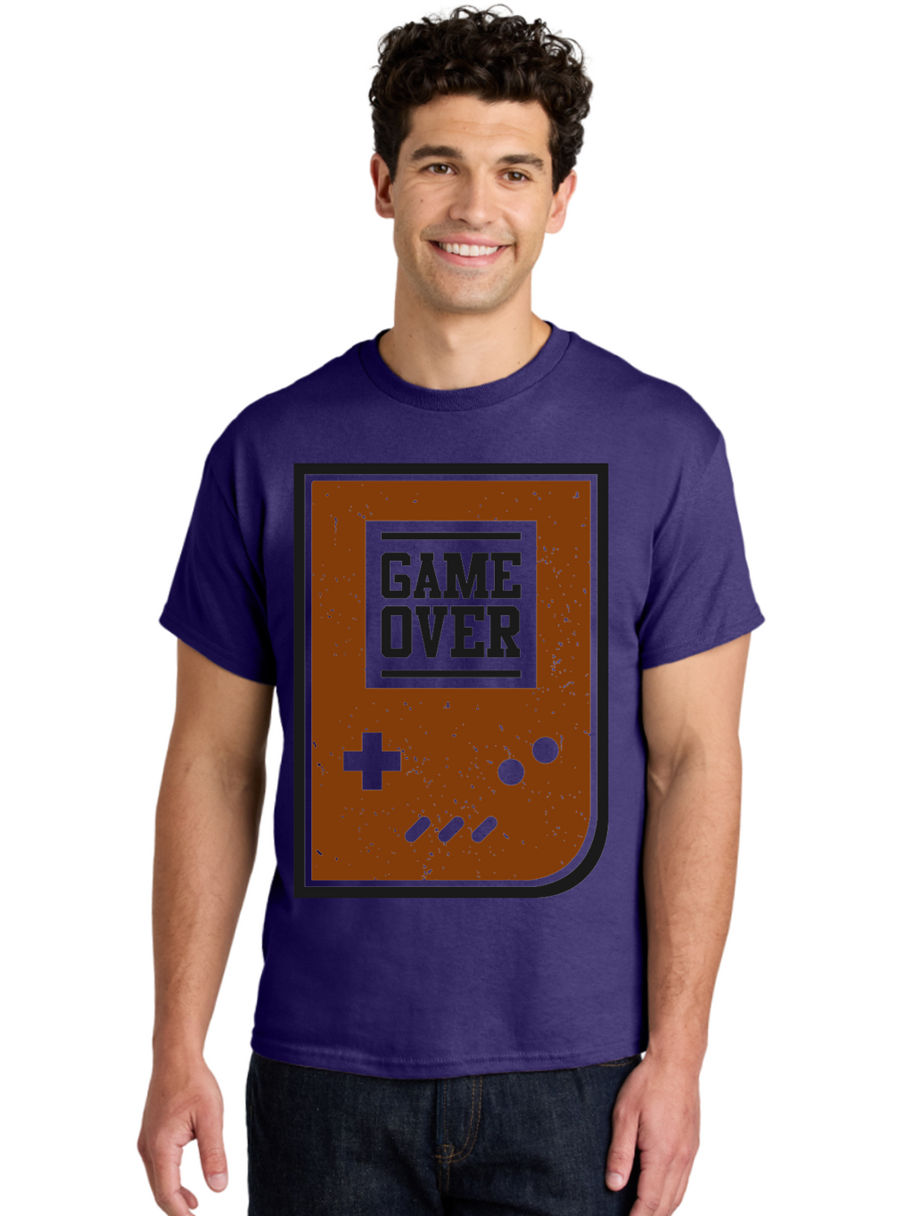 Game-Over Men'S Graphic Tee, 100% Cotton, Comfortable Casual Summer Wear, Machine Washable, Game Over Screen, Retro Video Game, Nostalgic Gaming, Classic Arcade, Pixel Art, Game Over Text, Old School Gaming, Vintage Console -  Aaa632