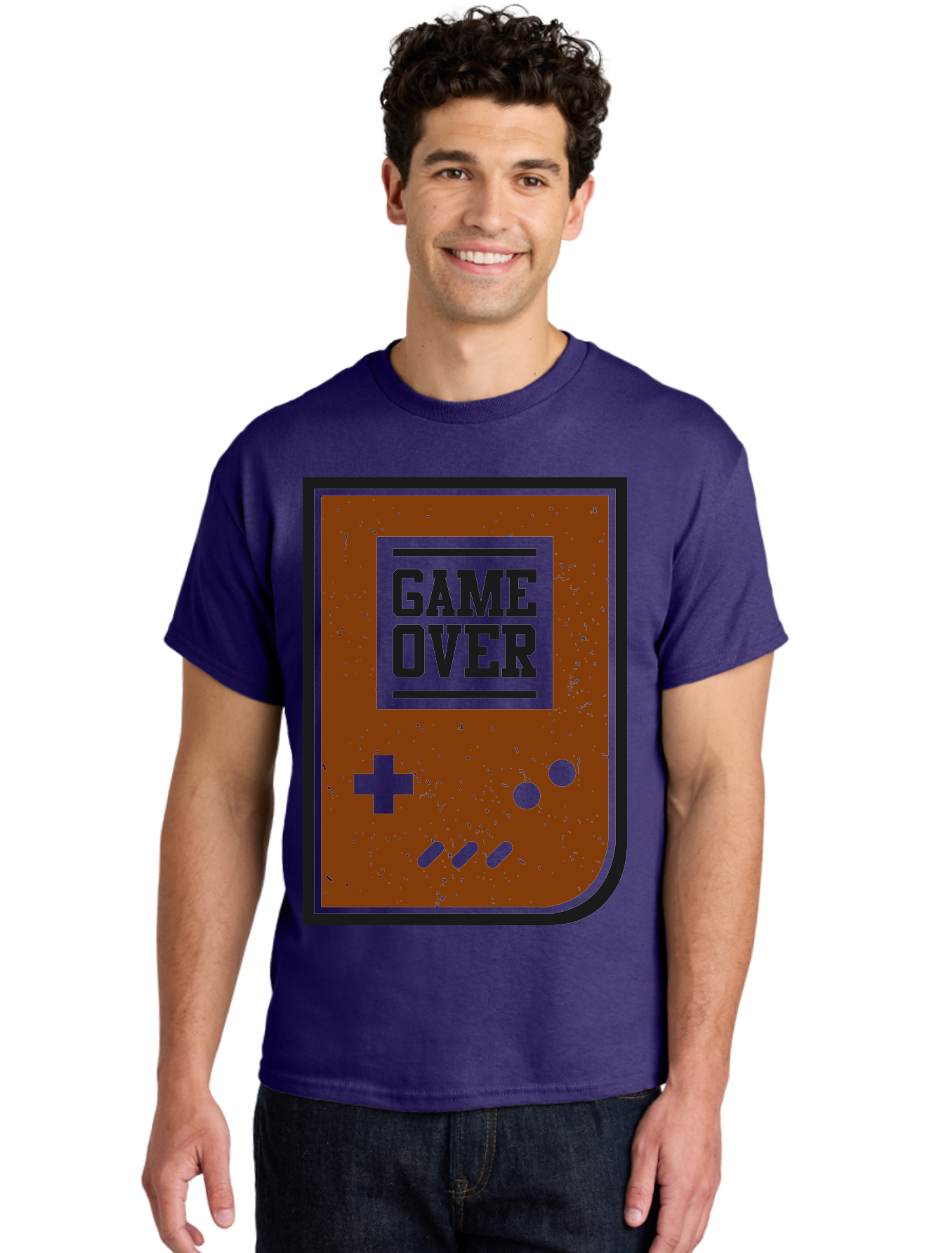 Game-Over Men'S Graphic Tee, 100% Cotton, Comfortable Casual Summer Wear, Machine Washable, Game Over Screen, Retro Video Game, Nostalgic Gaming, Classic Arcade, Pixel Art, Game Over Text, Old School Gaming, Vintage Console -  Aaa632