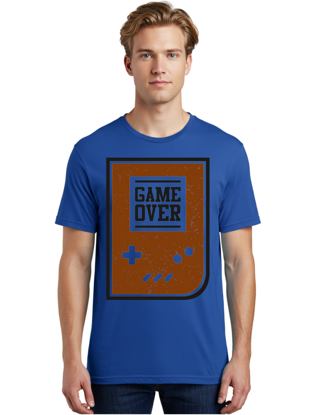 Game-Over Men'S Graphic Tee, 100% Cotton, Comfortable Casual Summer Wear, Machine Washable, Game Over Screen, Retro Video Game, Nostalgic Gaming, Classic Arcade, Pixel Art, Game Over Text, Old School Gaming, Vintage Console -  Aaa632