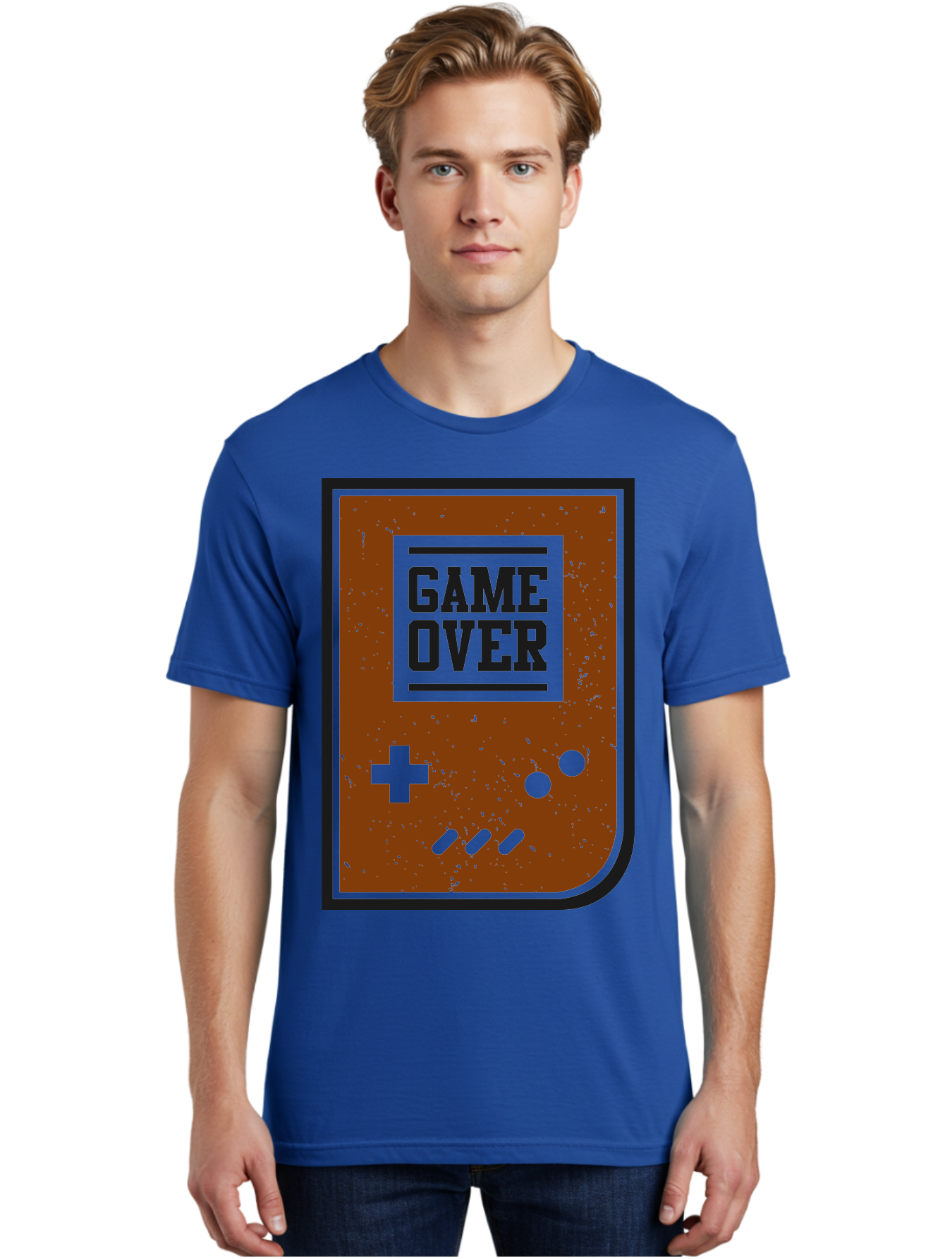 Game-Over Men'S Graphic Tee, 100% Cotton, Comfortable Casual Summer Wear, Machine Washable, Game Over Screen, Retro Video Game, Nostalgic Gaming, Classic Arcade, Pixel Art, Game Over Text, Old School Gaming, Vintage Console -  Aaa632
