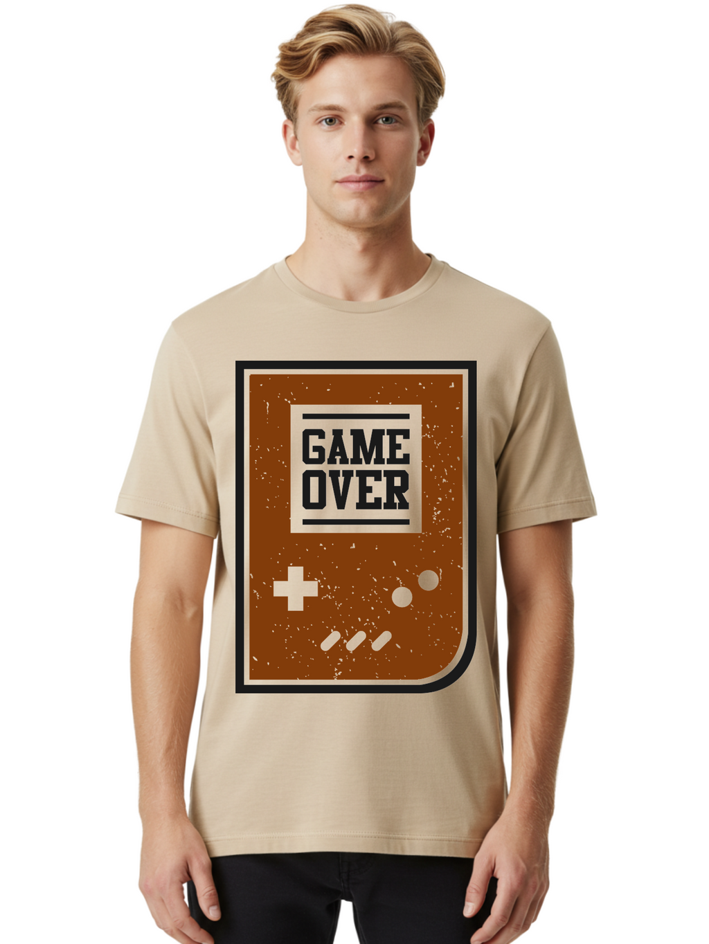 Game-Over Men'S Graphic Tee, 100% Cotton, Comfortable Casual Summer Wear, Machine Washable, Game Over Screen, Retro Video Game, Nostalgic Gaming, Classic Arcade, Pixel Art, Game Over Text, Old School Gaming, Vintage Console -  Aaa632