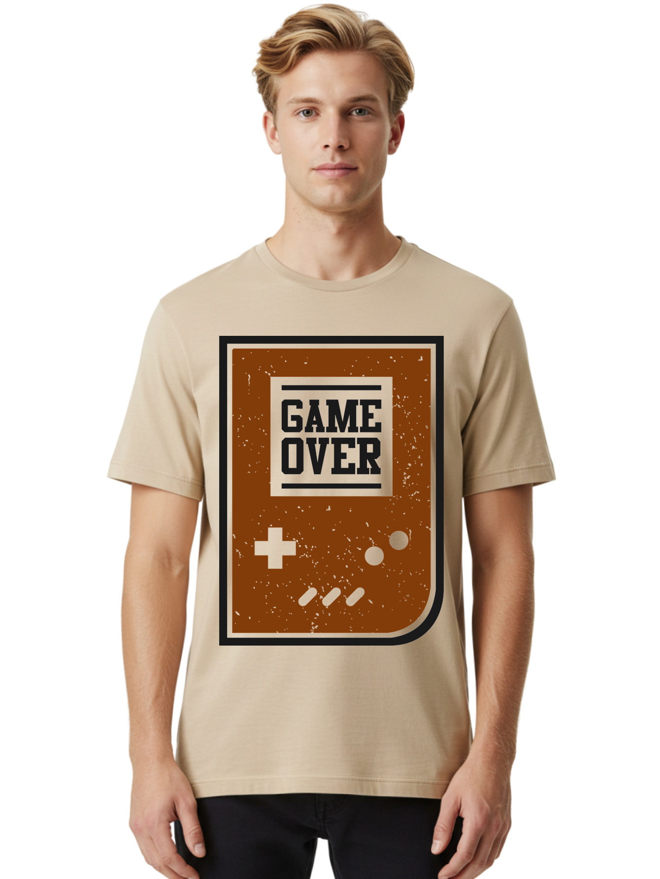 Game-Over Men'S Graphic Tee, 100% Cotton, Comfortable Casual Summer Wear, Machine Washable, Game Over Screen, Retro Video Game, Nostalgic Gaming, Classic Arcade, Pixel Art, Game Over Text, Old School Gaming, Vintage Console -  Aaa632