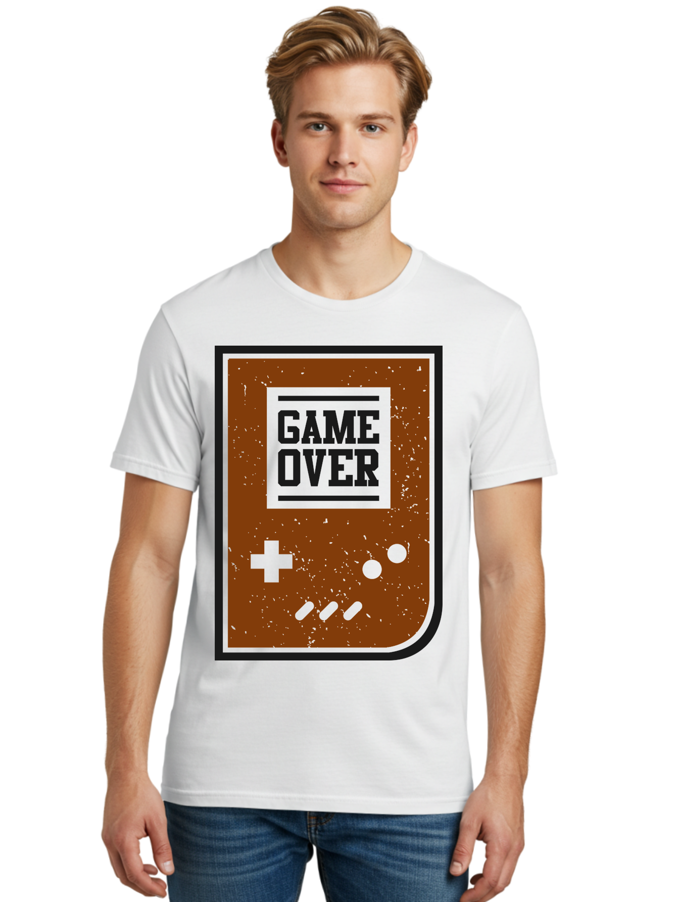 Game-Over Men'S Graphic Tee, 100% Cotton, Comfortable Casual Summer Wear, Machine Washable, Game Over Screen, Retro Video Game, Nostalgic Gaming, Classic Arcade, Pixel Art, Game Over Text, Old School Gaming, Vintage Console -  Aaa632