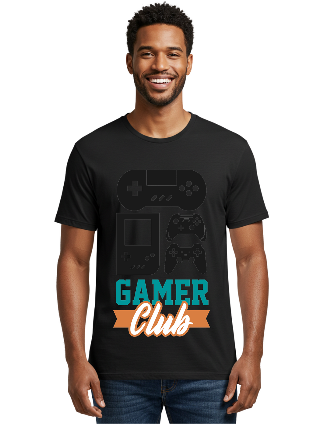 Gamer-Club Men'S Graphic Tee, 100% Cotton, Comfortable Casual Summer Wear, Machine Washable, Gaming Club, Gamer Community, Game Controllers, Video Games, Gamepad, Gaming Console, Game Controller Graphics, Gaming Accessories, Game Night -  Aaa633