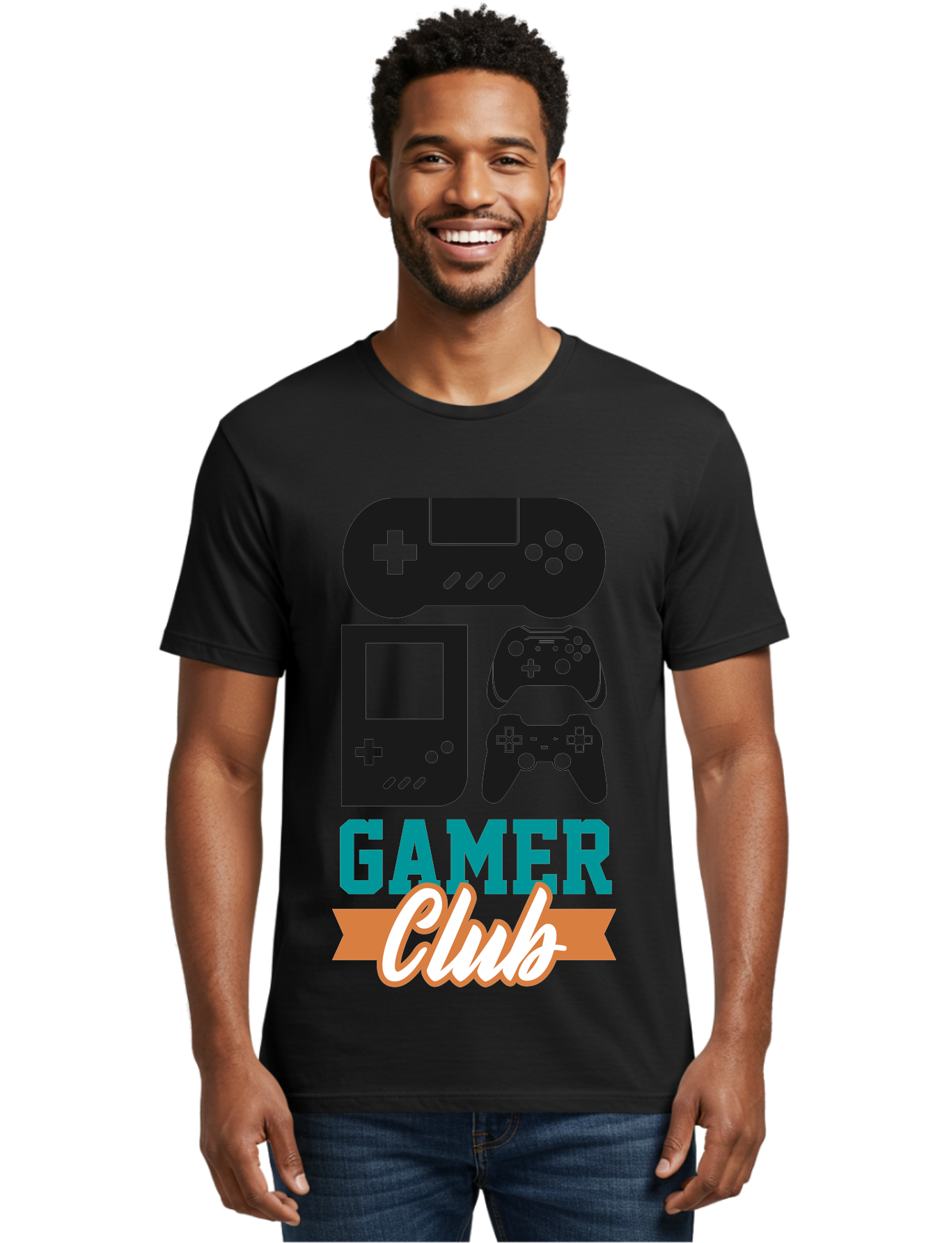 Gamer-Club Men'S Graphic Tee, 100% Cotton, Comfortable Casual Summer Wear, Machine Washable, Gaming Club, Gamer Community, Game Controllers, Video Games, Gamepad, Gaming Console, Game Controller Graphics, Gaming Accessories, Game Night -  Aaa633