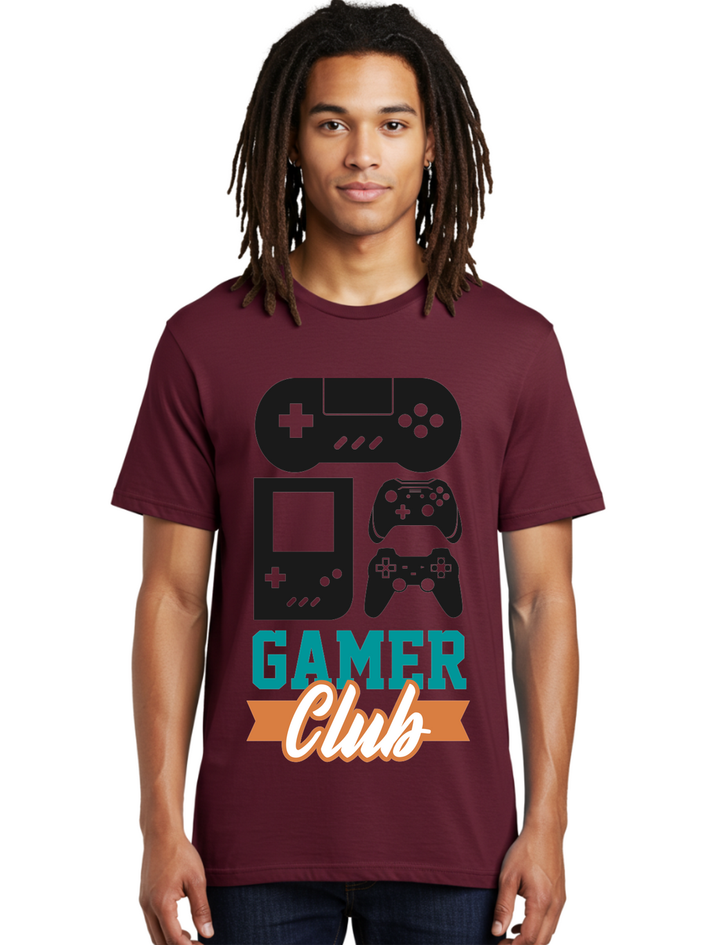 Gamer-Club Men'S Graphic Tee, 100% Cotton, Comfortable Casual Summer Wear, Machine Washable, Gaming Club, Gamer Community, Game Controllers, Video Games, Gamepad, Gaming Console, Game Controller Graphics, Gaming Accessories, Game Night -  Aaa633