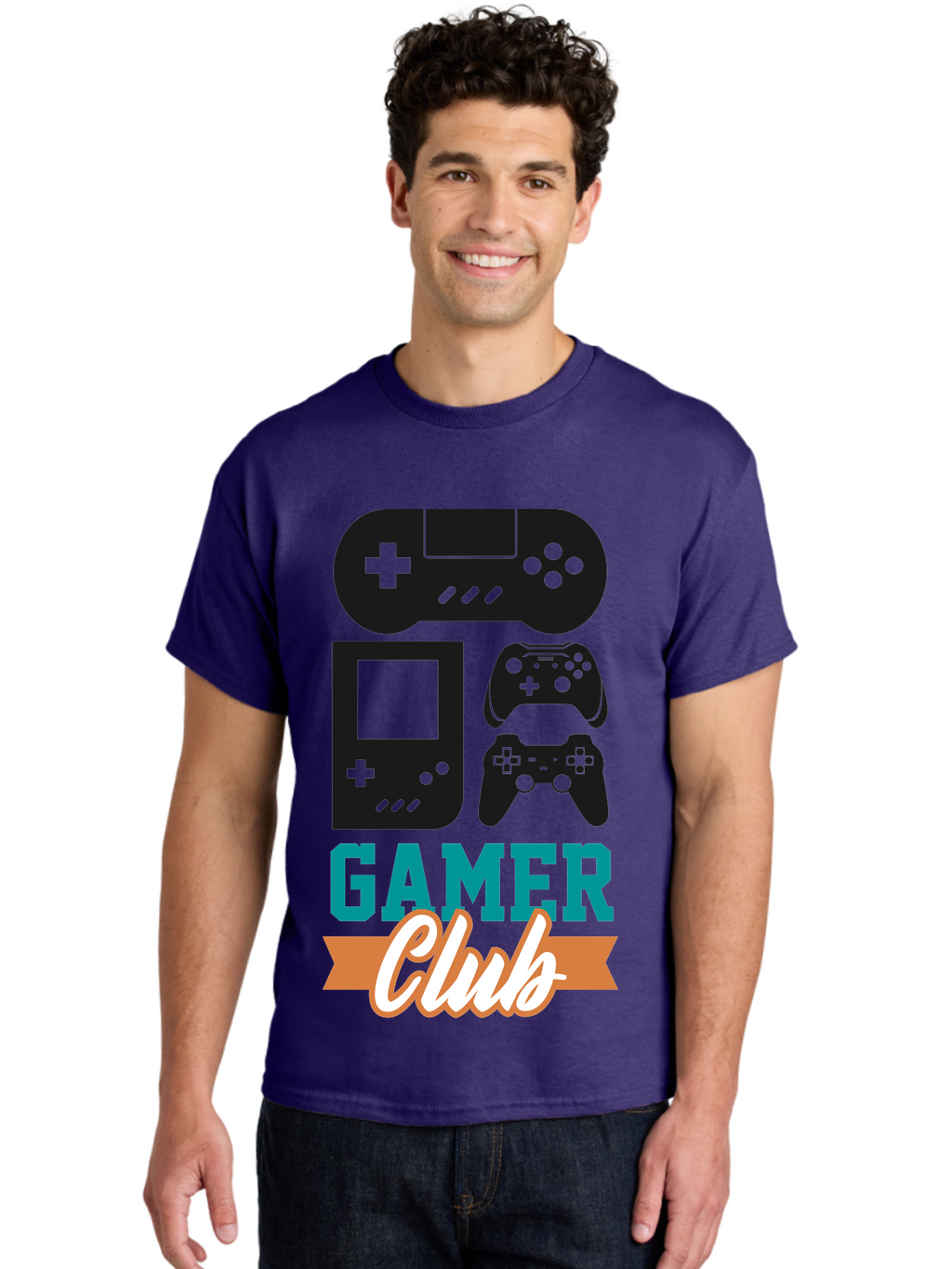Gamer-Club Men'S Graphic Tee, 100% Cotton, Comfortable Casual Summer Wear, Machine Washable, Gaming Club, Gamer Community, Game Controllers, Video Games, Gamepad, Gaming Console, Game Controller Graphics, Gaming Accessories, Game Night -  Aaa633