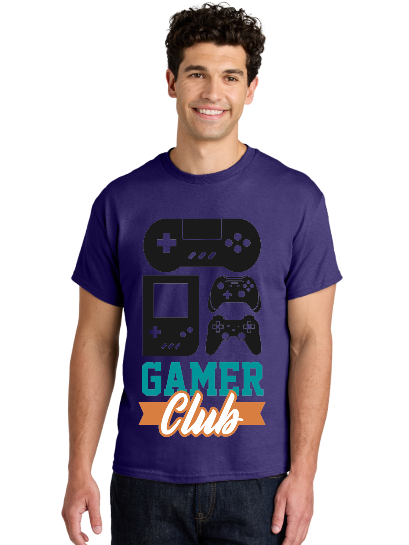 Gamer-Club Men'S Graphic Tee, 100% Cotton, Comfortable Casual Summer Wear, Machine Washable, Gaming Club, Gamer Community, Game Controllers, Video Games, Gamepad, Gaming Console, Game Controller Graphics, Gaming Accessories, Game Night -  Aaa633