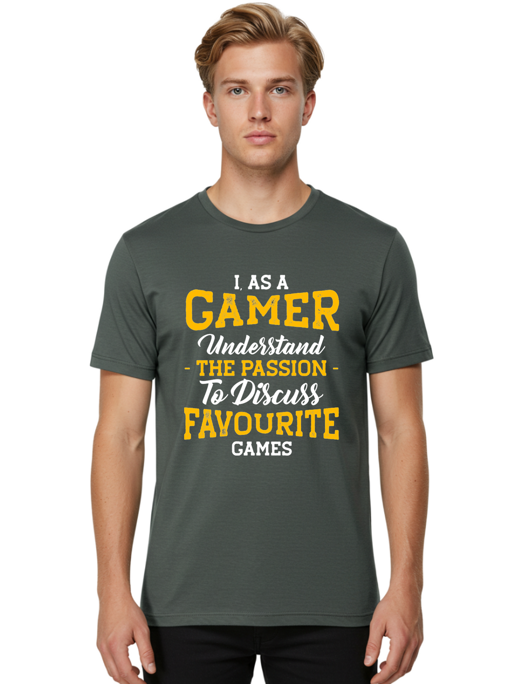 Gamer-Quote Men'S Graphic Tee, 100% Cotton, Comfortable Casual Summer Wear, Machine Washable, Gamer Culture, Gaming Passion, Discussing Favorite Games, Gamer Community, Video Game Enthusiasm, Gaming Interest, Gamer Life -  Aaa636