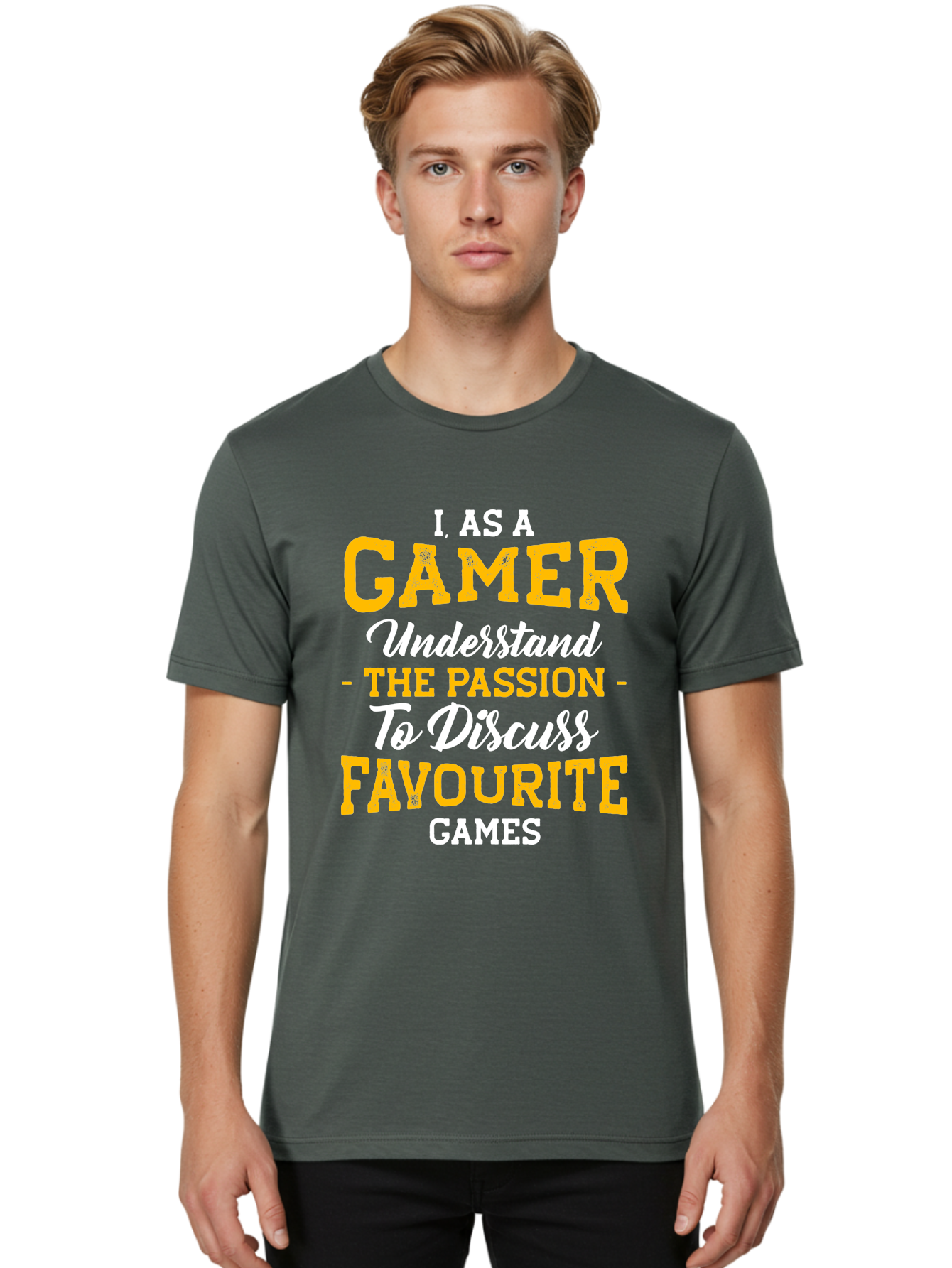 Gamer-Quote Men'S Graphic Tee, 100% Cotton, Comfortable Casual Summer Wear, Machine Washable, Gamer Culture, Gaming Passion, Discussing Favorite Games, Gamer Community, Video Game Enthusiasm, Gaming Interest, Gamer Life -  Aaa636