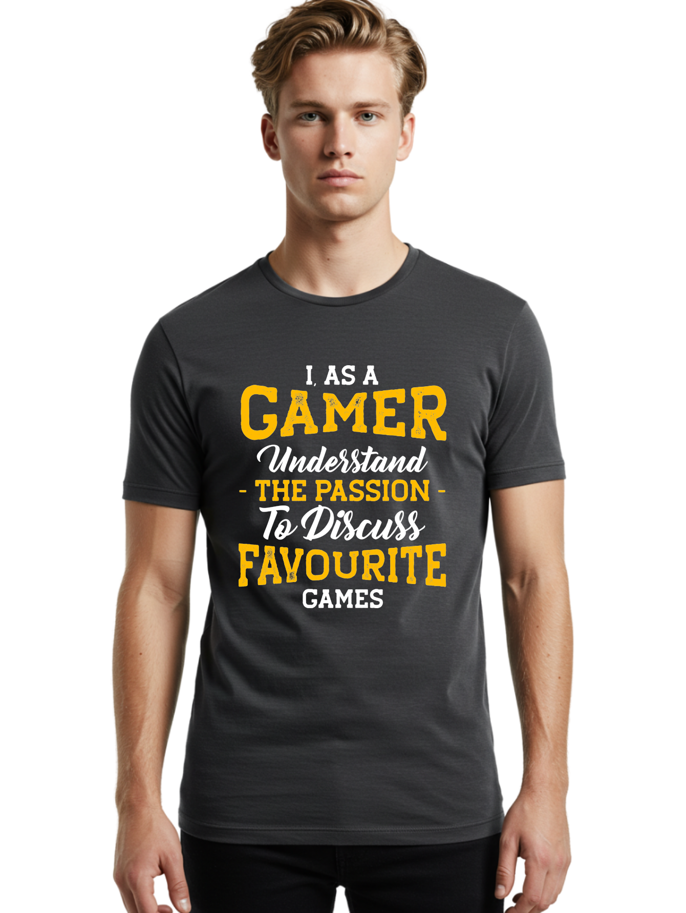 Gamer-Quote Men'S Graphic Tee, 100% Cotton, Comfortable Casual Summer Wear, Machine Washable, Gamer Culture, Gaming Passion, Discussing Favorite Games, Gamer Community, Video Game Enthusiasm, Gaming Interest, Gamer Life -  Aaa636