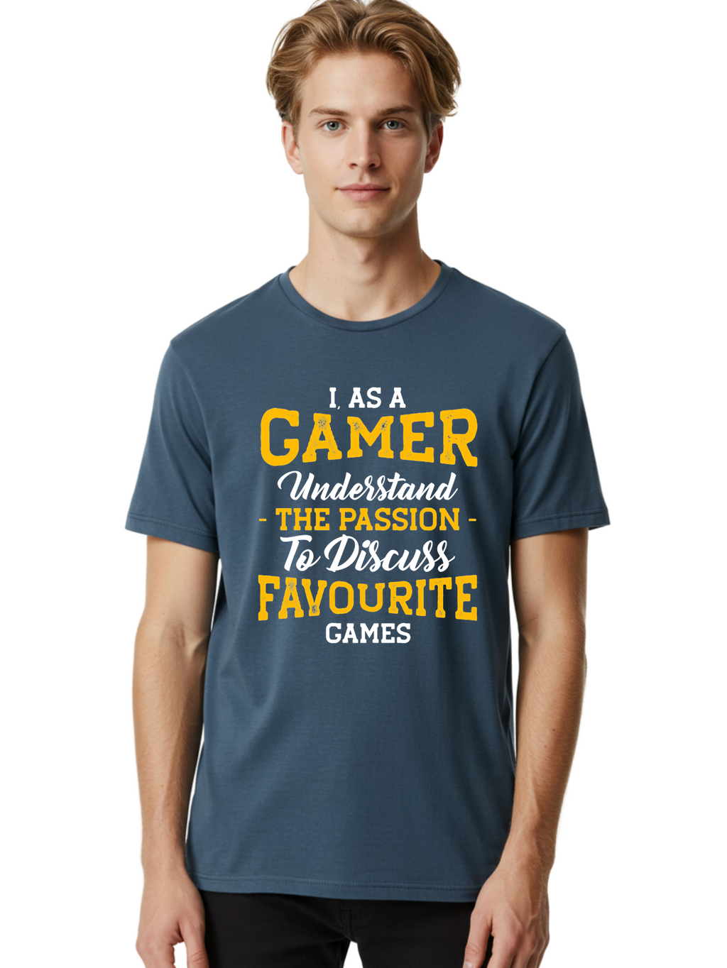 Gamer-Quote Men'S Graphic Tee, 100% Cotton, Comfortable Casual Summer Wear, Machine Washable, Gamer Culture, Gaming Passion, Discussing Favorite Games, Gamer Community, Video Game Enthusiasm, Gaming Interest, Gamer Life -  Aaa636