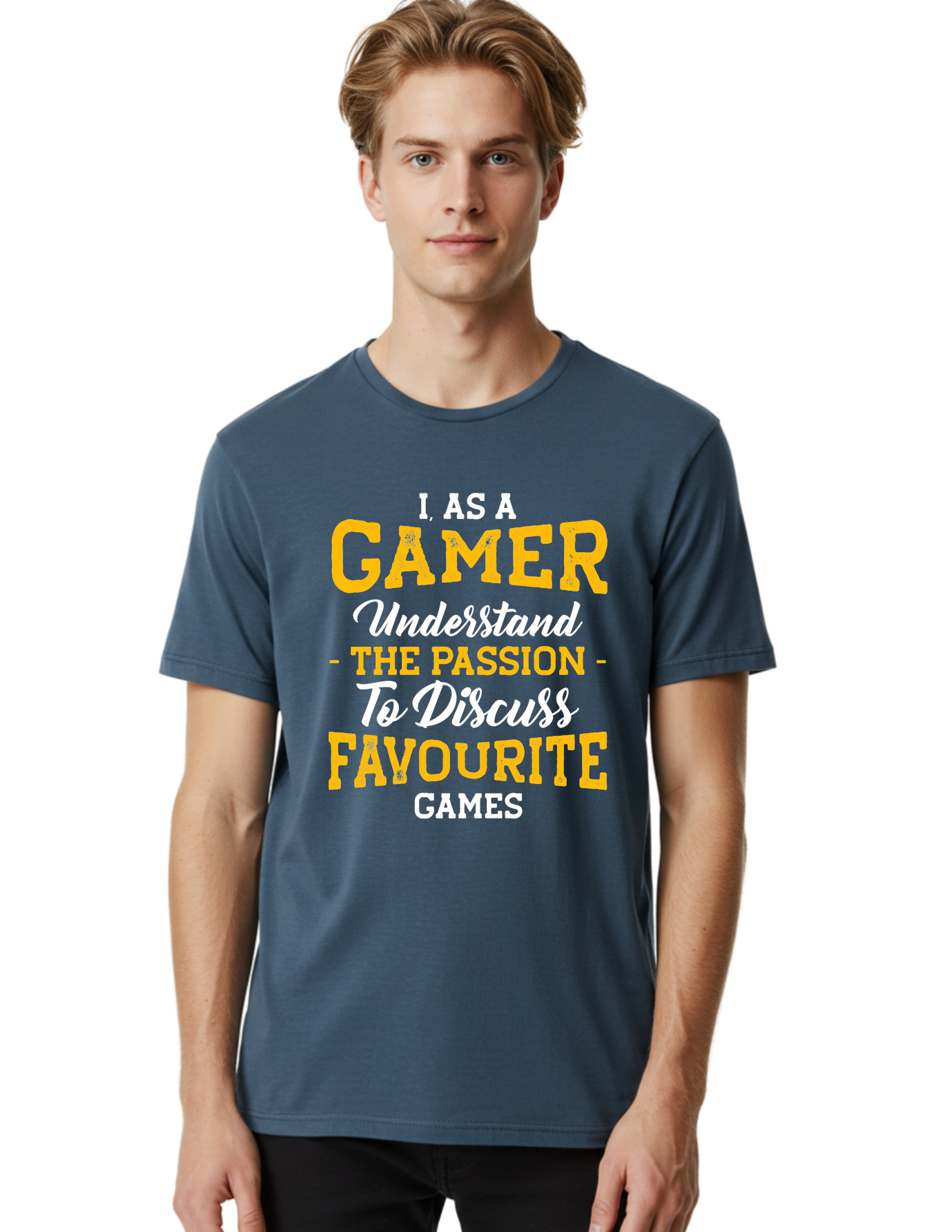 Gamer-Quote Men'S Graphic Tee, 100% Cotton, Comfortable Casual Summer Wear, Machine Washable, Gamer Culture, Gaming Passion, Discussing Favorite Games, Gamer Community, Video Game Enthusiasm, Gaming Interest, Gamer Life -  Aaa636