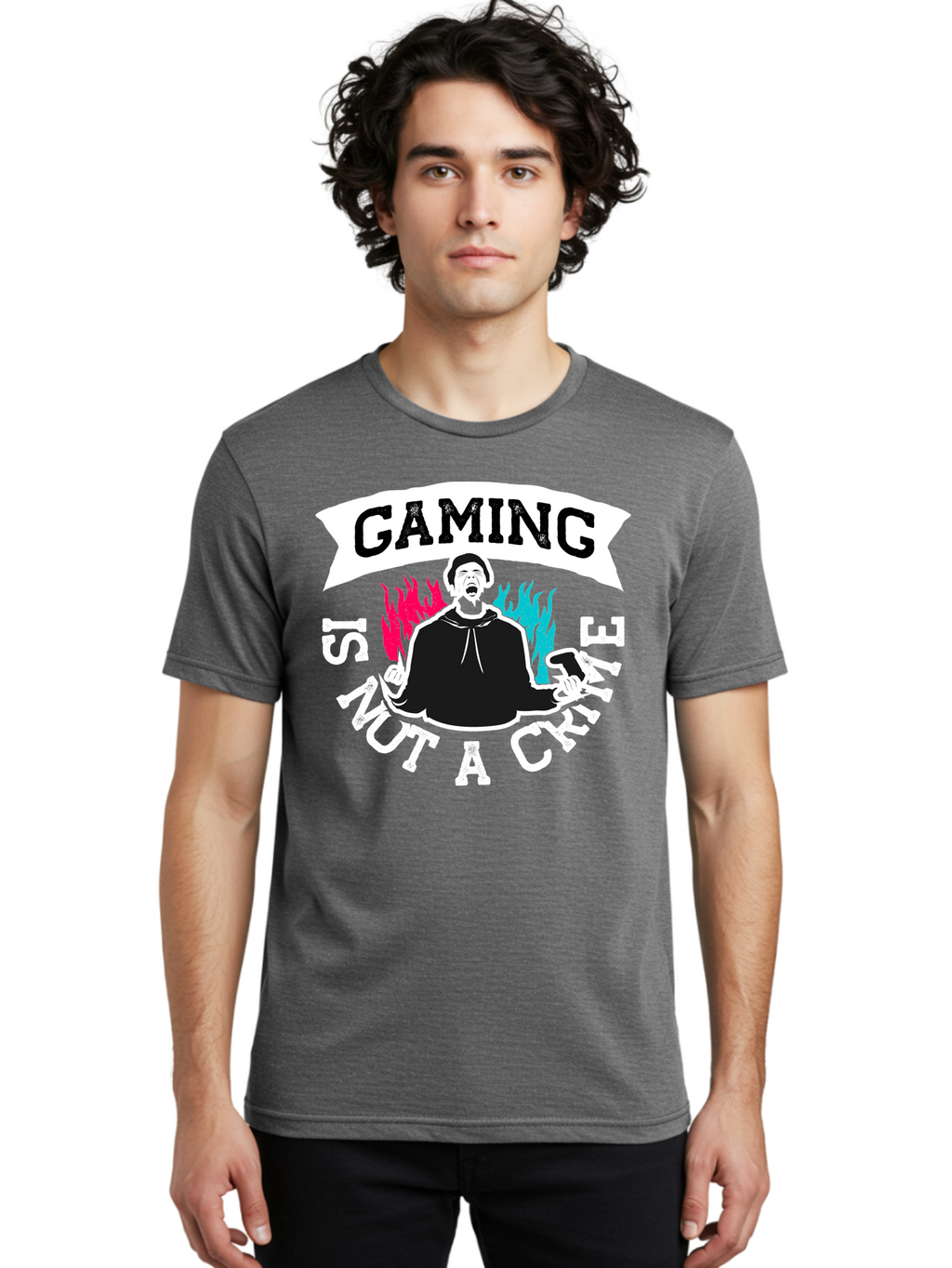 Gaming-Is-Not-A-Crime Men'S Graphic Tee, 100% Cotton, Comfortable Casual Summer Wear, Machine Washable, Gaming Culture, Gamer Identity, Pop Culture Graphics, Bold Typography, Video Game Illustrations, Passionate Expression, Loud And Proud, -  Aaa639