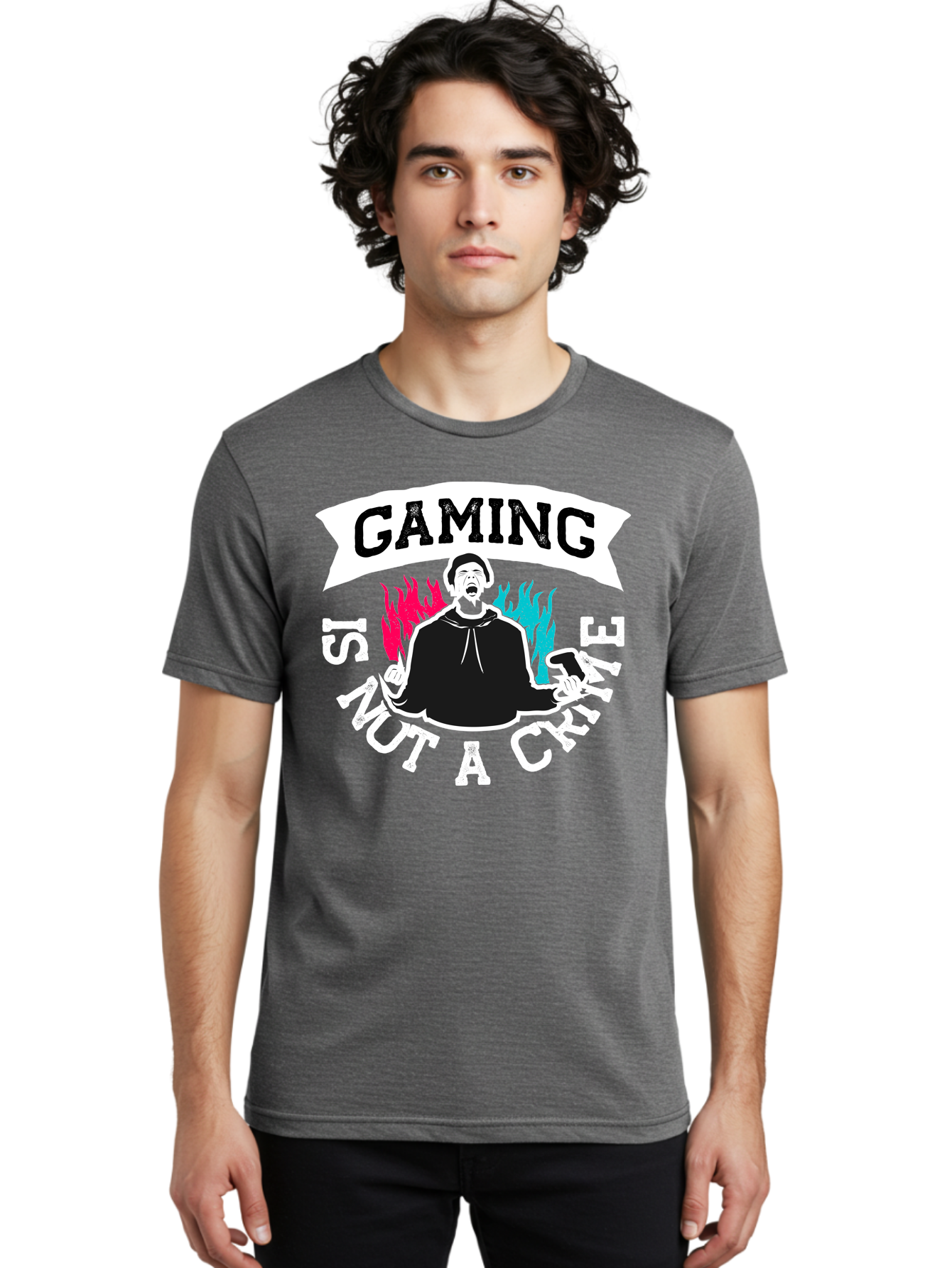 Gaming-Is-Not-A-Crime Men'S Graphic Tee, 100% Cotton, Comfortable Casual Summer Wear, Machine Washable, Gaming Culture, Gamer Identity, Pop Culture Graphics, Bold Typography, Video Game Illustrations, Passionate Expression, Loud And Proud, -  Aaa639