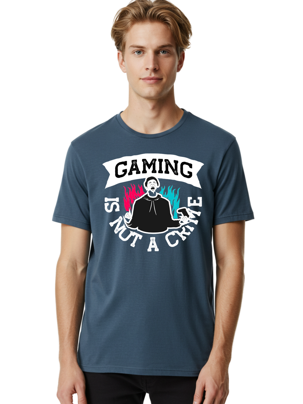 Gaming-Is-Not-A-Crime Men'S Graphic Tee, 100% Cotton, Comfortable Casual Summer Wear, Machine Washable, Gaming Culture, Gamer Identity, Pop Culture Graphics, Bold Typography, Video Game Illustrations, Passionate Expression, Loud And Proud, -  Aaa639