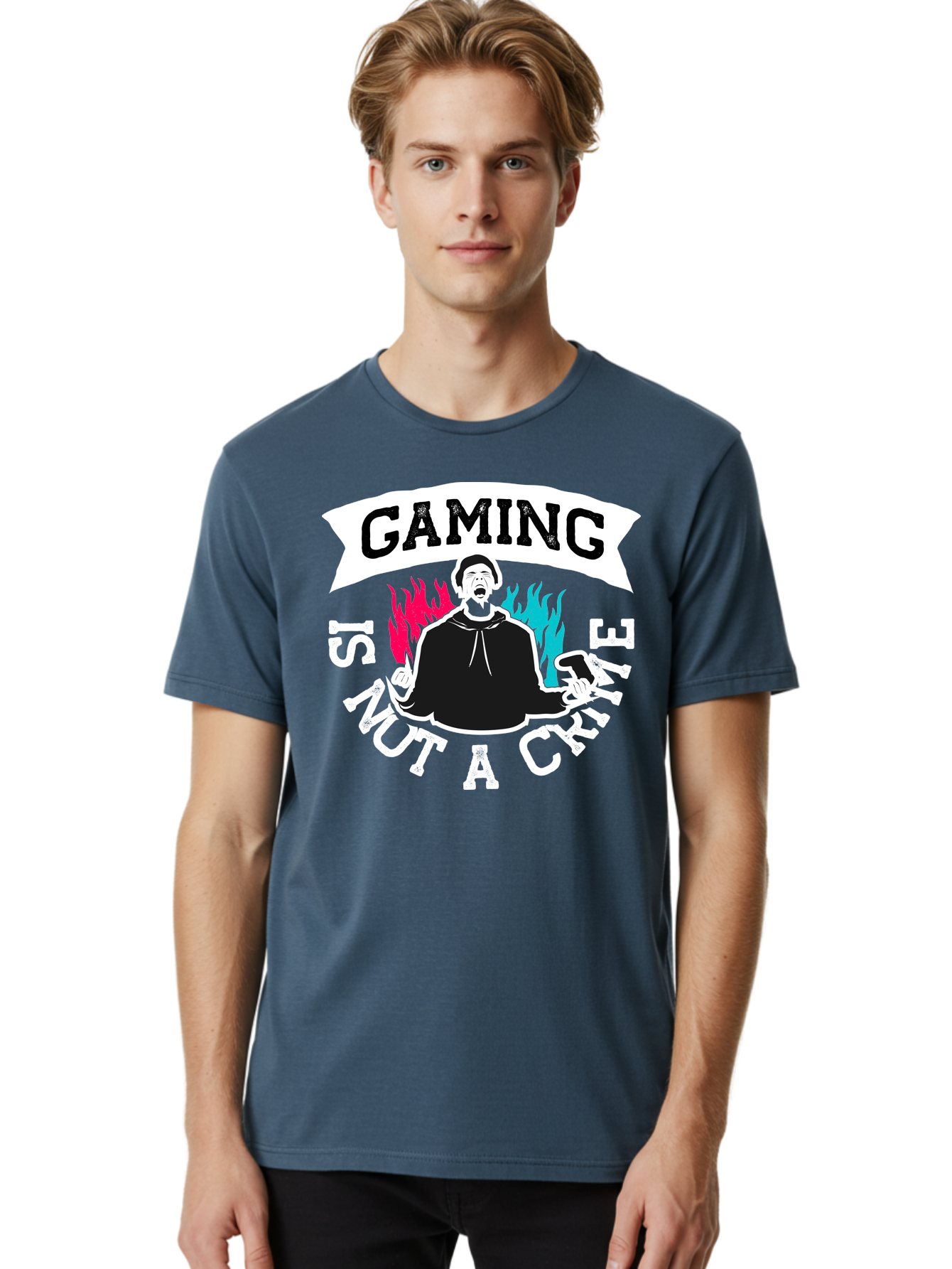 Gaming-Is-Not-A-Crime Men'S Graphic Tee, 100% Cotton, Comfortable Casual Summer Wear, Machine Washable, Gaming Culture, Gamer Identity, Pop Culture Graphics, Bold Typography, Video Game Illustrations, Passionate Expression, Loud And Proud, -  Aaa639