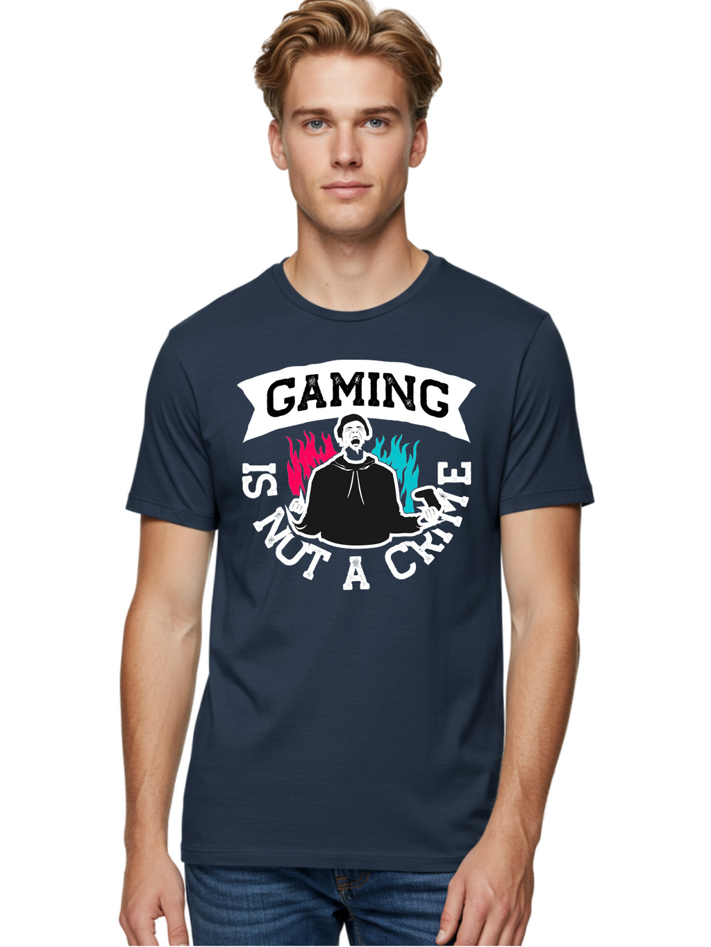 Gaming-Is-Not-A-Crime Men'S Graphic Tee, 100% Cotton, Comfortable Casual Summer Wear, Machine Washable, Gaming Culture, Gamer Identity, Pop Culture Graphics, Bold Typography, Video Game Illustrations, Passionate Expression, Loud And Proud, -  Aaa639