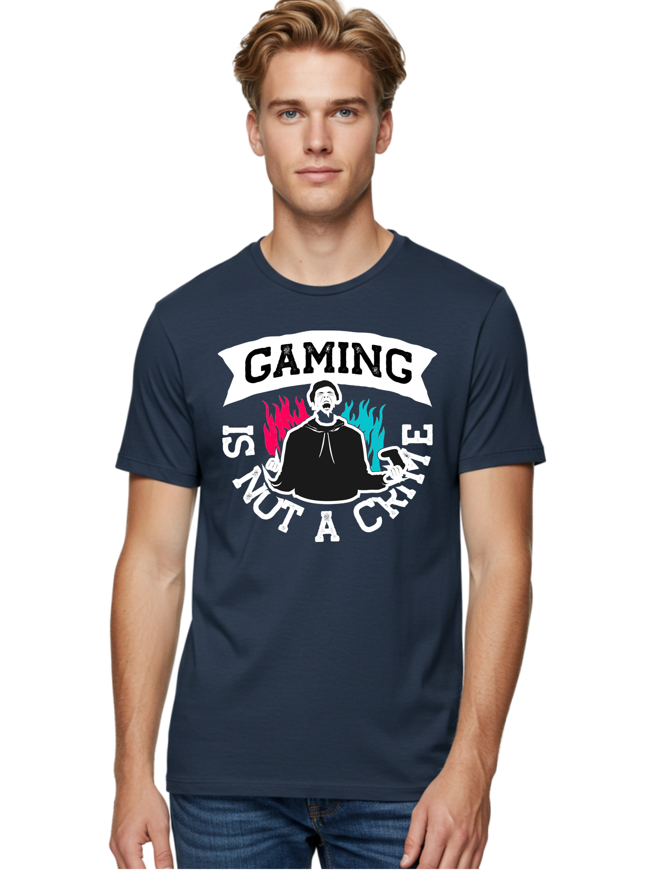 Gaming-Is-Not-A-Crime Men'S Graphic Tee, 100% Cotton, Comfortable Casual Summer Wear, Machine Washable, Gaming Culture, Gamer Identity, Pop Culture Graphics, Bold Typography, Video Game Illustrations, Passionate Expression, Loud And Proud, -  Aaa639