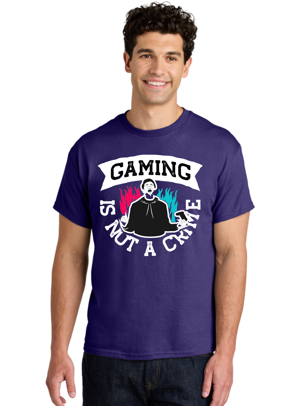 Gaming-Is-Not-A-Crime Men'S Graphic Tee, 100% Cotton, Comfortable Casual Summer Wear, Machine Washable, Gaming Culture, Gamer Identity, Pop Culture Graphics, Bold Typography, Video Game Illustrations, Passionate Expression, Loud And Proud, -  Aaa639