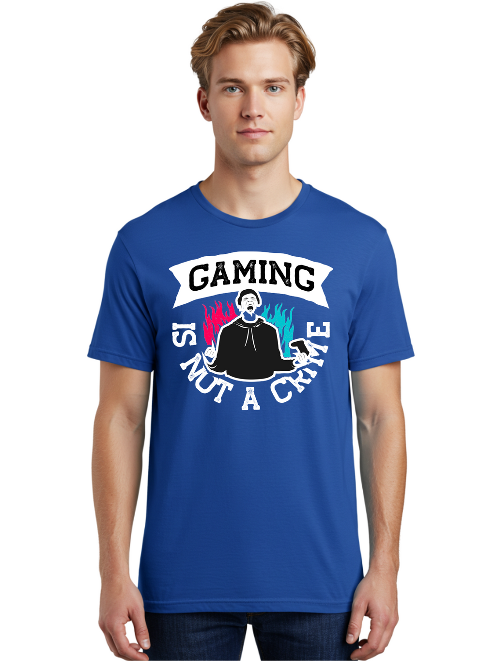 Gaming-Is-Not-A-Crime Men'S Graphic Tee, 100% Cotton, Comfortable Casual Summer Wear, Machine Washable, Gaming Culture, Gamer Identity, Pop Culture Graphics, Bold Typography, Video Game Illustrations, Passionate Expression, Loud And Proud, -  Aaa639