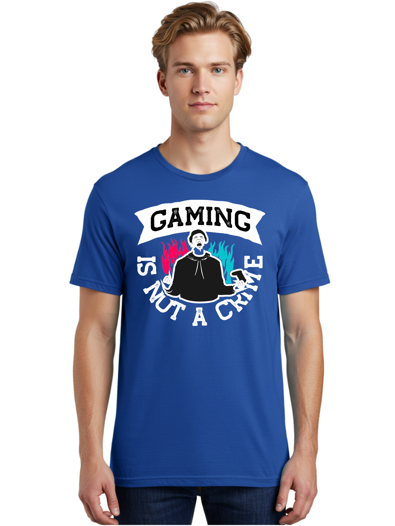 Gaming-Is-Not-A-Crime Men'S Graphic Tee, 100% Cotton, Comfortable Casual Summer Wear, Machine Washable, Gaming Culture, Gamer Identity, Pop Culture Graphics, Bold Typography, Video Game Illustrations, Passionate Expression, Loud And Proud, -  Aaa639