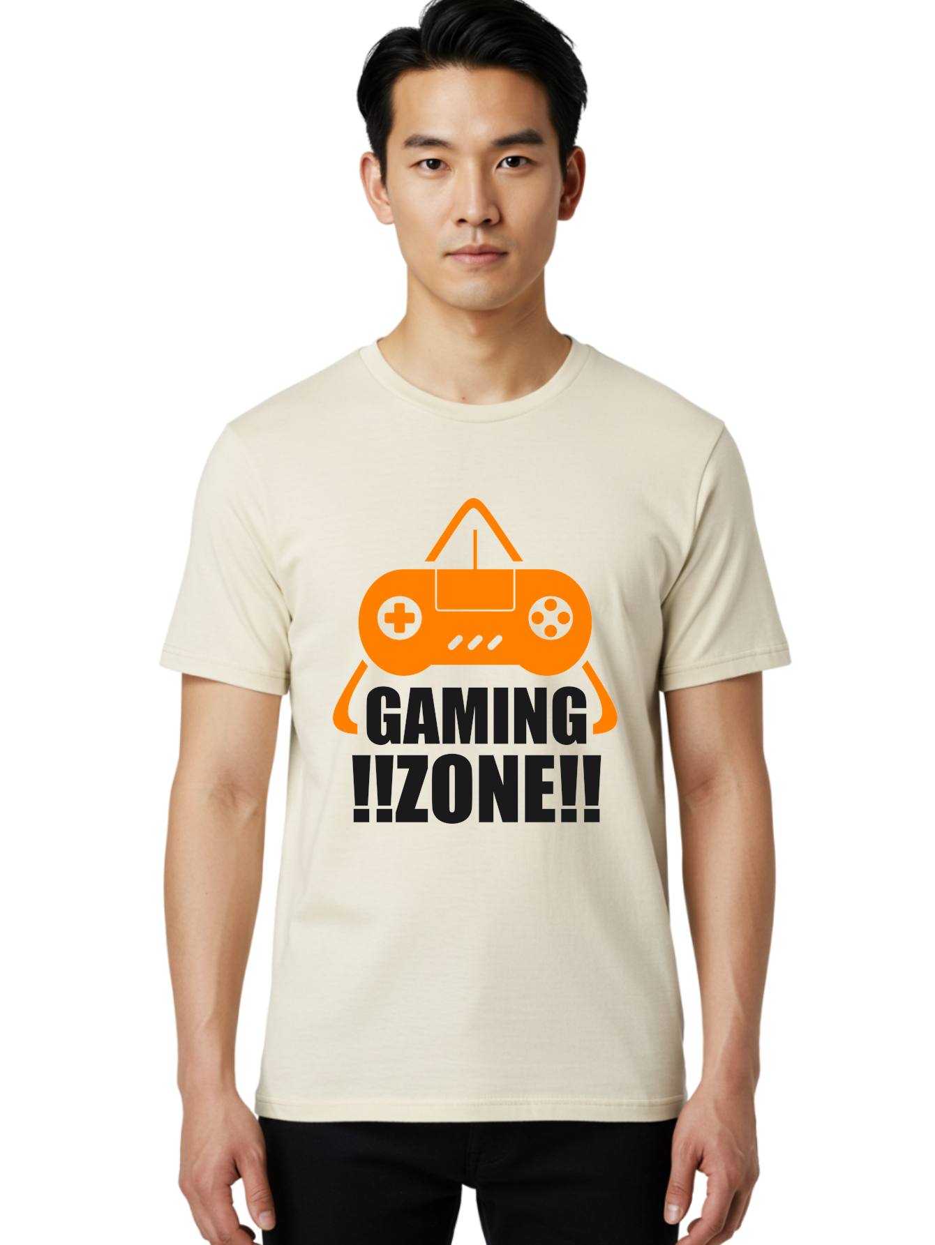 Gaming-Zone Men'S Graphic Tee, 100% Cotton, Comfortable Casual Summer Wear, Machine Washable, Gaming Controller, Orange Graphics, Gaming Zone, Video Games, Gaming Community, Online Gaming, Gaming Culture, Gamer Lifestyle -  Aaa641