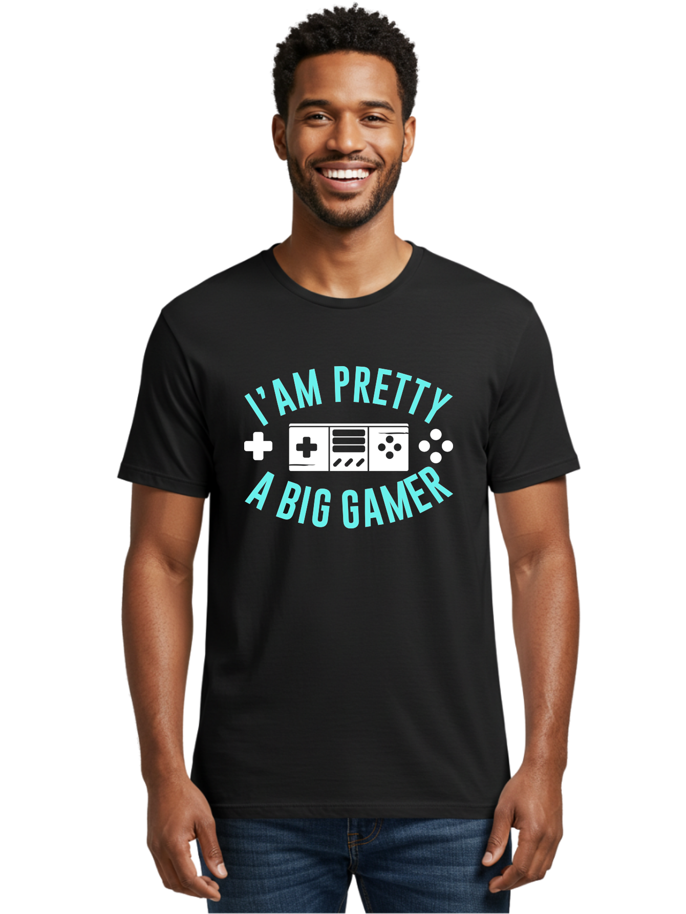 I-Am-Pretty-A-Big-Gamer Men'S Graphic Tee, 100% Cotton, Comfortable Casual Summer Wear, Machine Washable, Gaming Graphic, Gamer Quote, Game Console Icon, I Am Pretty Big Gamer, Positive Affirmation, Gaming Culture, Fun Design, -  Aaa642